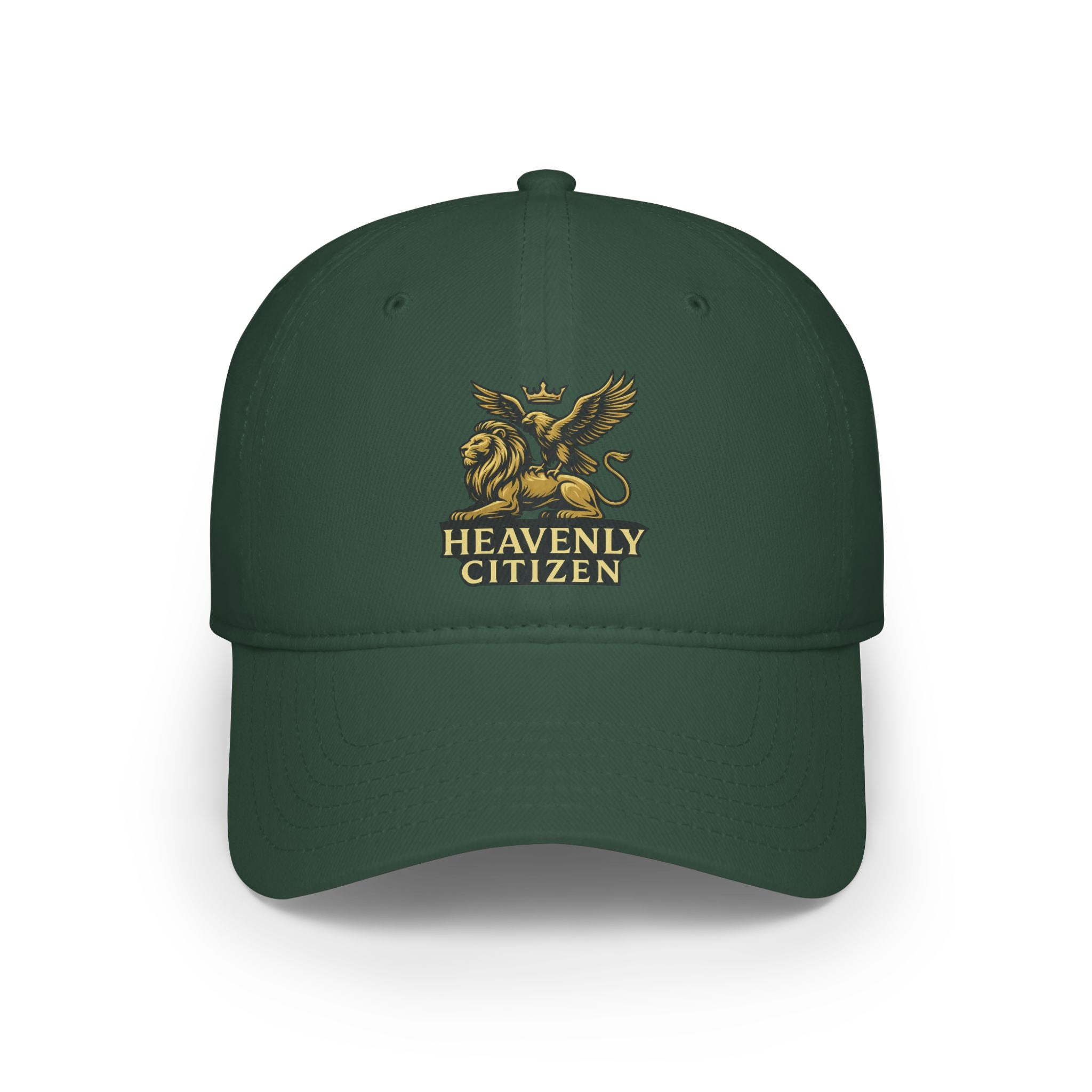 Heavenly Citizen Red Baseball Cap — Gold Griffin Crest Low-Profile Hat