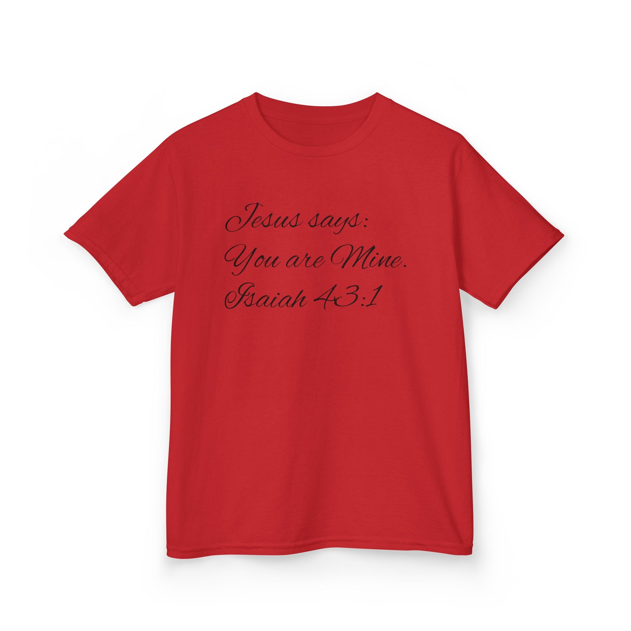Kids T-Shirt — "Jesus Says: You Are Mine" Isaiah 43:1 with Heavenly Citizen Lion & Eagle Design