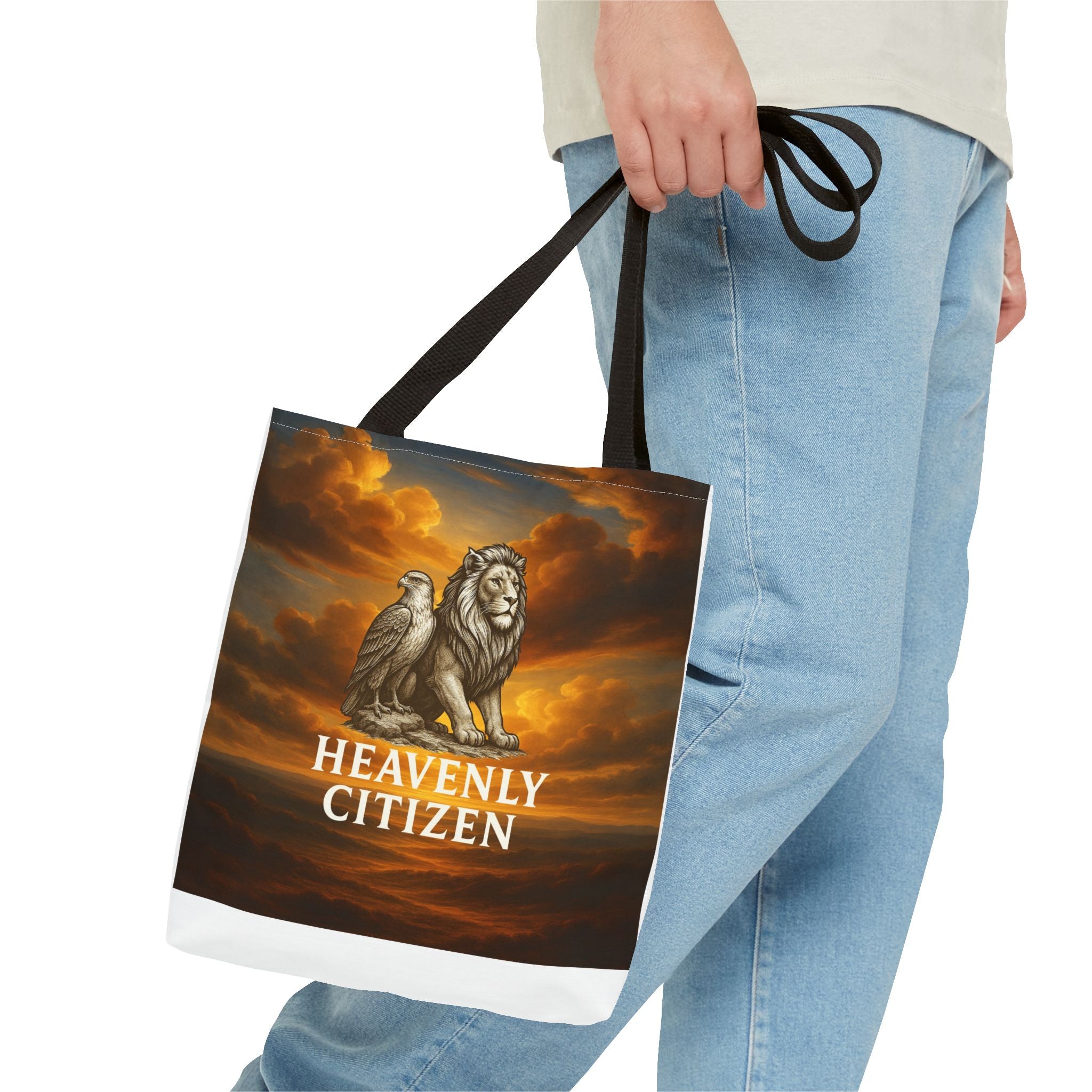Heavenly Citizen Tote Bag — Lion & Eagle Inspirational Cloud Design