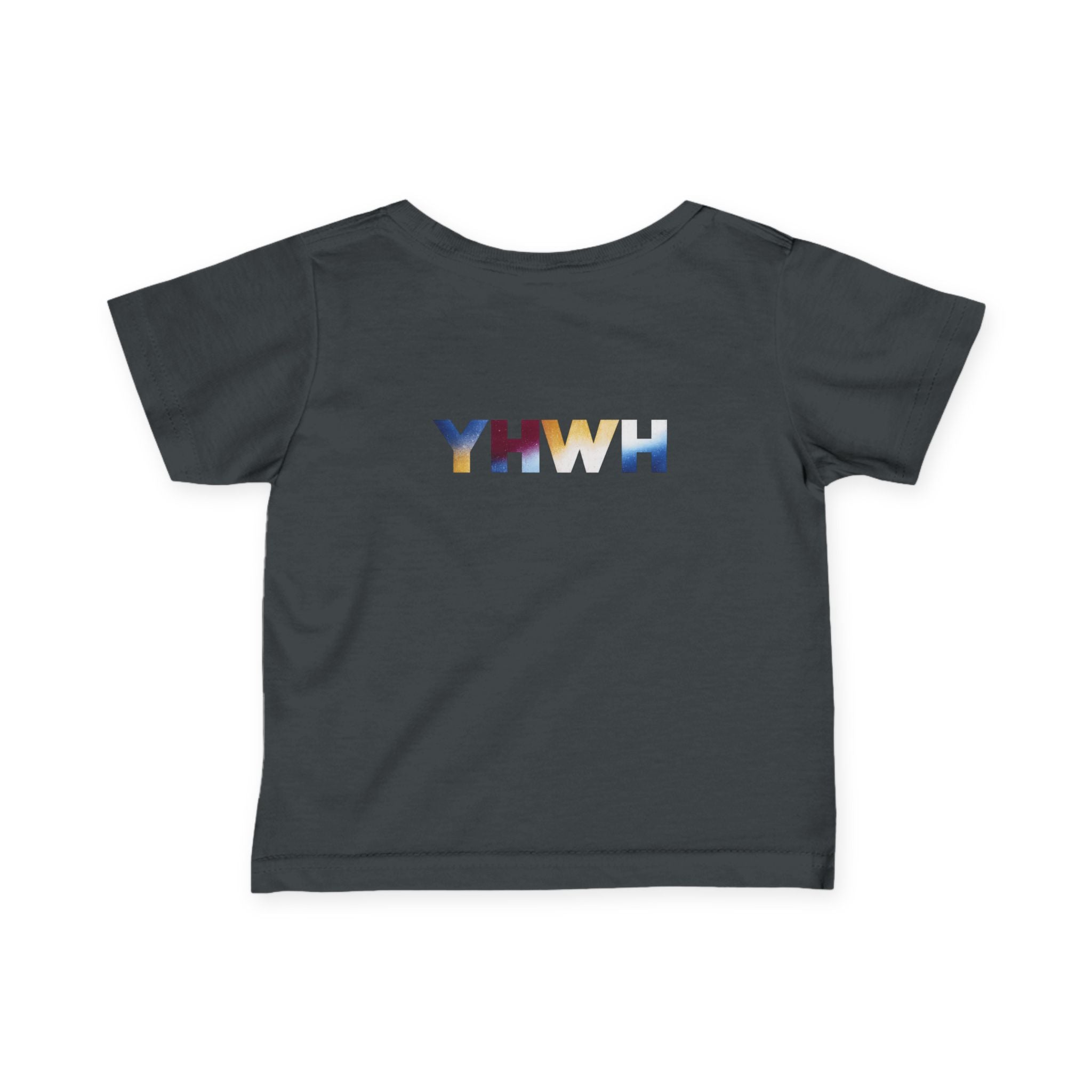 Infant Tee — "Faith Over Fear" Front & Colorful YHWH Back Baby Shirt