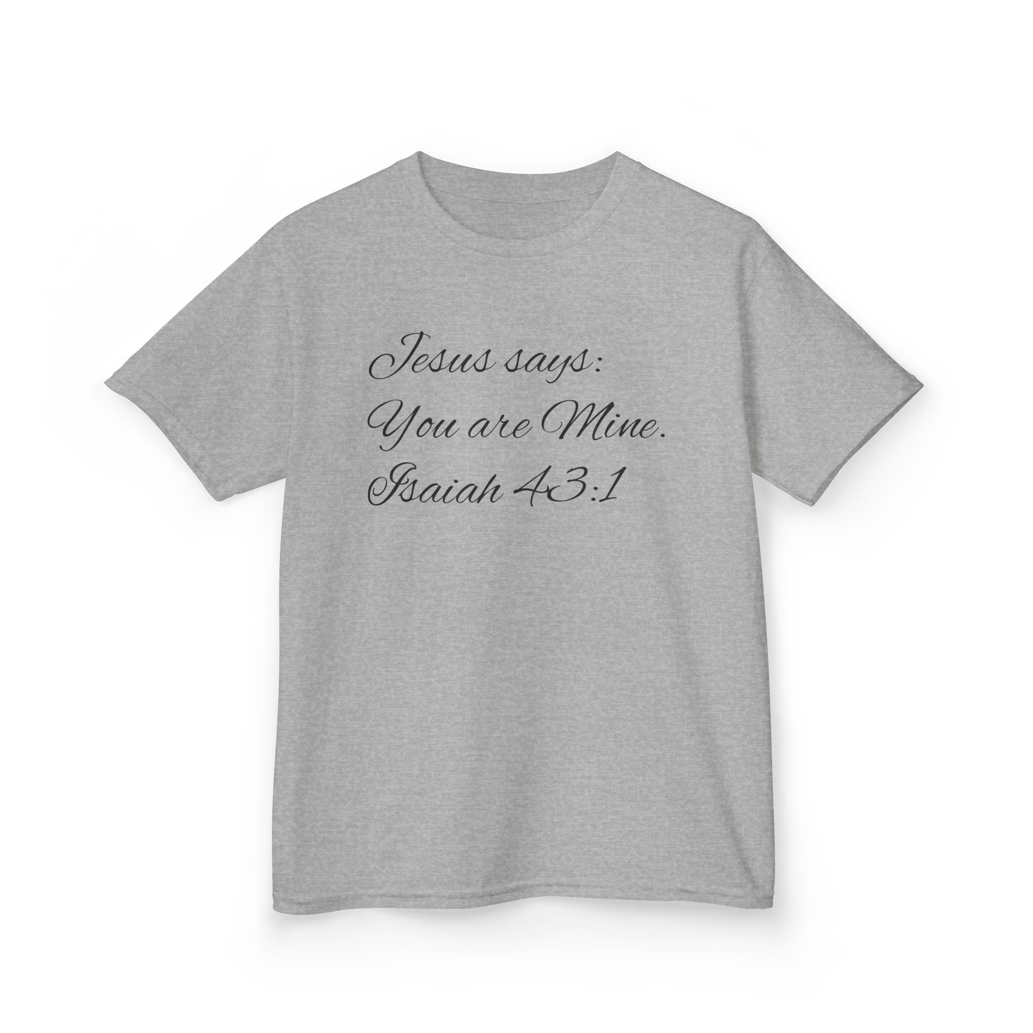 Kids T-Shirt — "Jesus Says: You Are Mine" Isaiah 43:1 with Heavenly Citizen Lion & Eagle Design