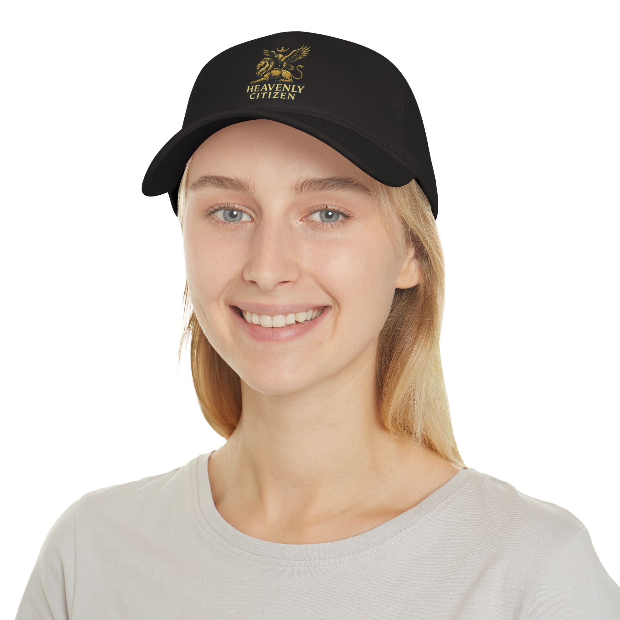 Heavenly Citizen Red Baseball Cap — Gold Griffin Crest Low-Profile Hat