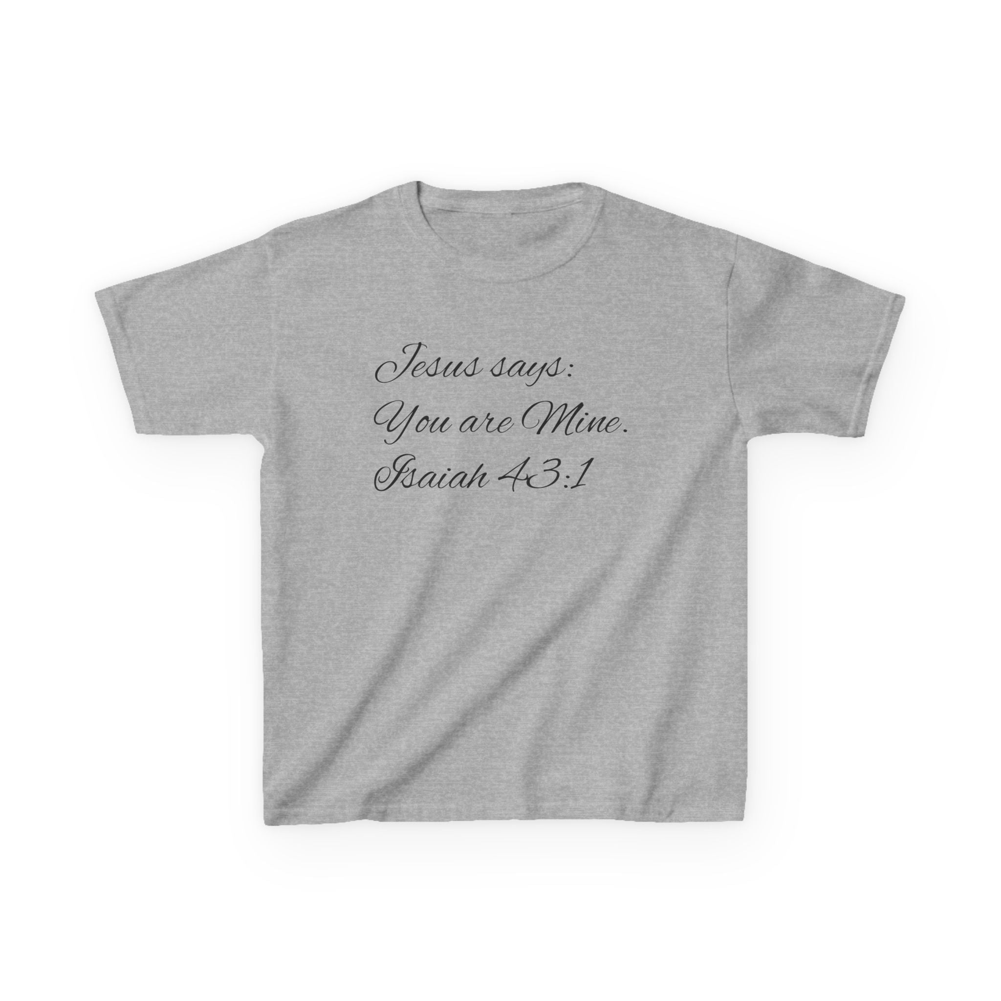 Kids T-Shirt — "Jesus Says: You Are Mine" Isaiah 43:1 with Heavenly Citizen Lion & Eagle Design