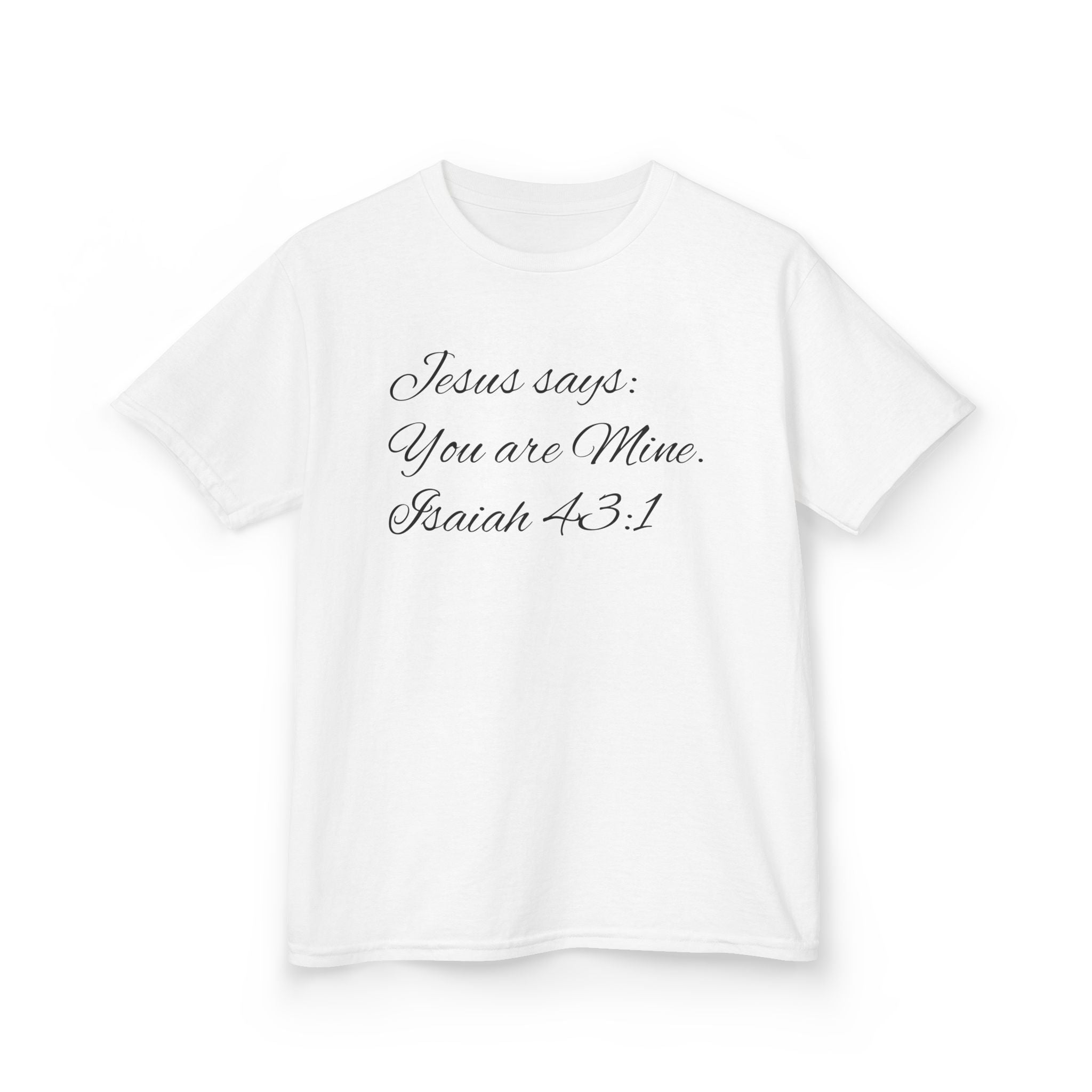 Kids T-Shirt — "Jesus Says: You Are Mine" Isaiah 43:1 with Heavenly Citizen Lion & Eagle Design