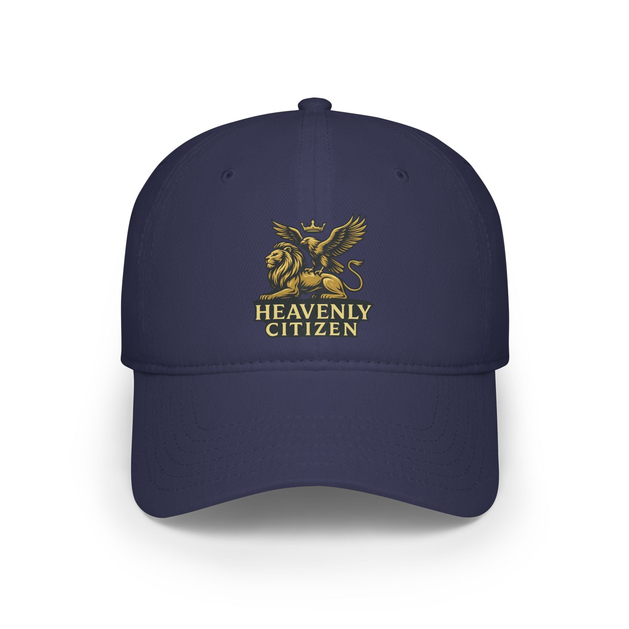 Heavenly Citizen Red Baseball Cap — Gold Griffin Crest Low-Profile Hat