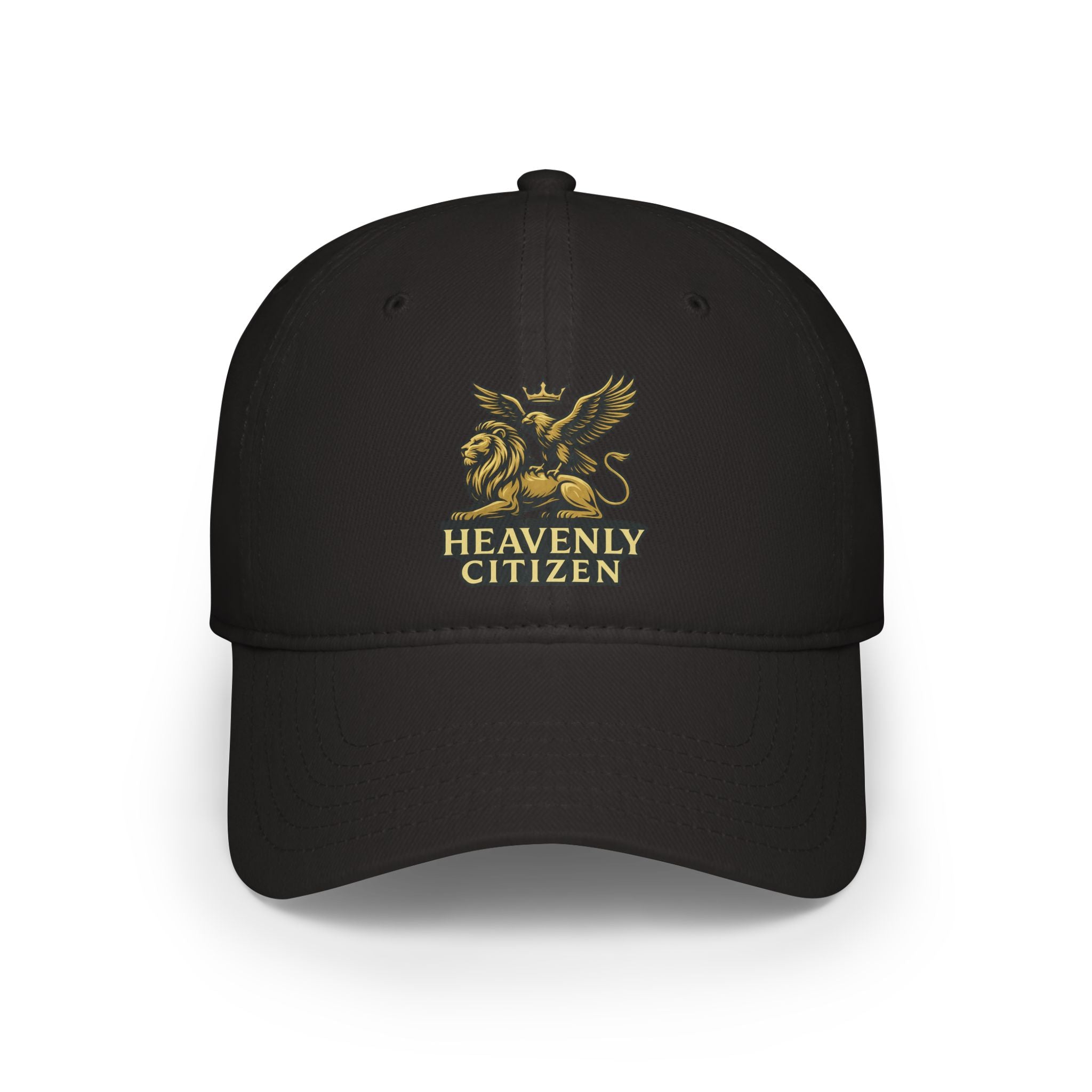 Heavenly Citizen Red Baseball Cap — Gold Griffin Crest Low-Profile Hat