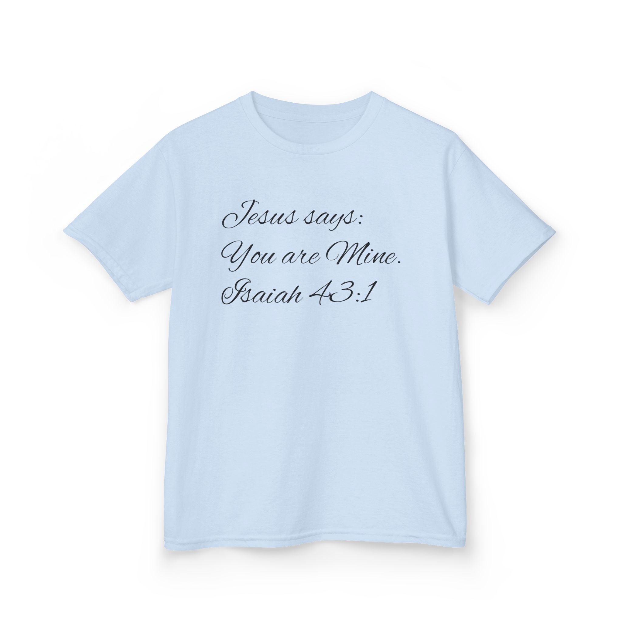 Kids T-Shirt — "Jesus Says: You Are Mine" Isaiah 43:1 with Heavenly Citizen Lion & Eagle Design