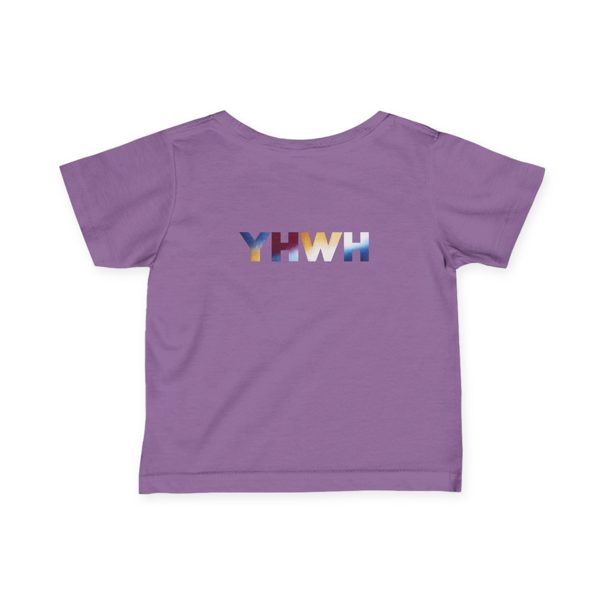 Infant Tee — "Faith Over Fear" Front & Colorful YHWH Back Baby Shirt