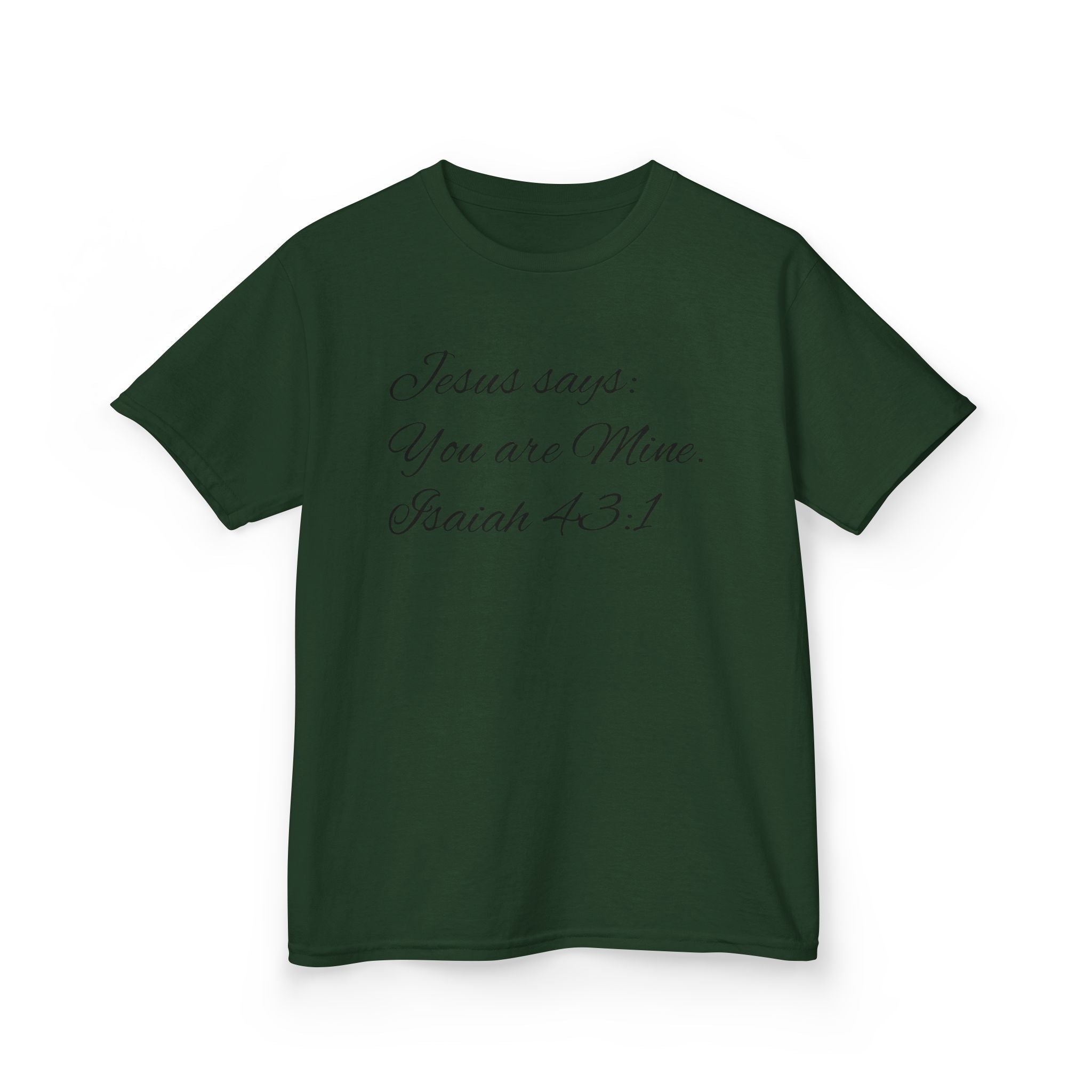 Kids T-Shirt — "Jesus Says: You Are Mine" Isaiah 43:1 with Heavenly Citizen Lion & Eagle Design