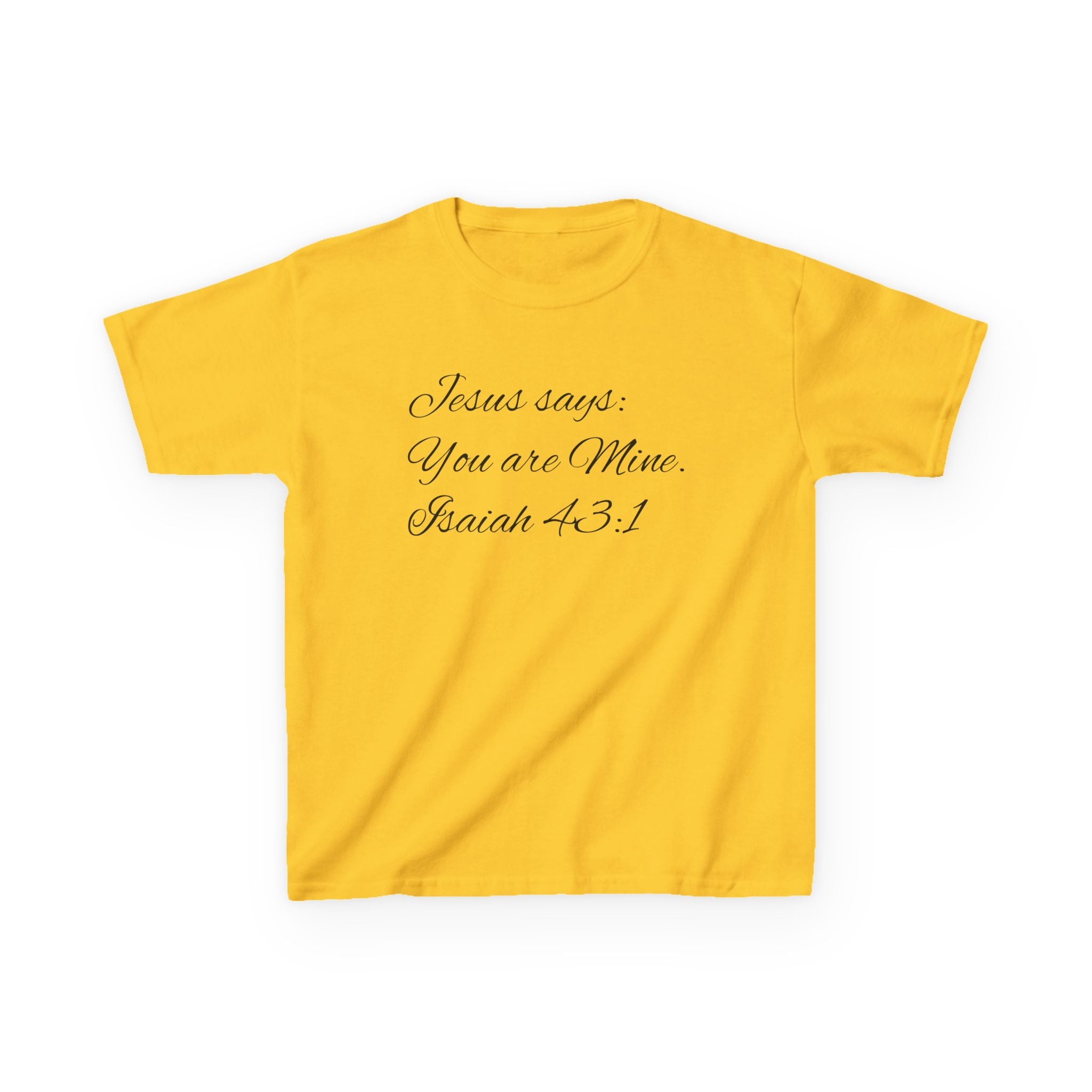 Kids T-Shirt — "Jesus Says: You Are Mine" Isaiah 43:1 with Heavenly Citizen Lion & Eagle Design