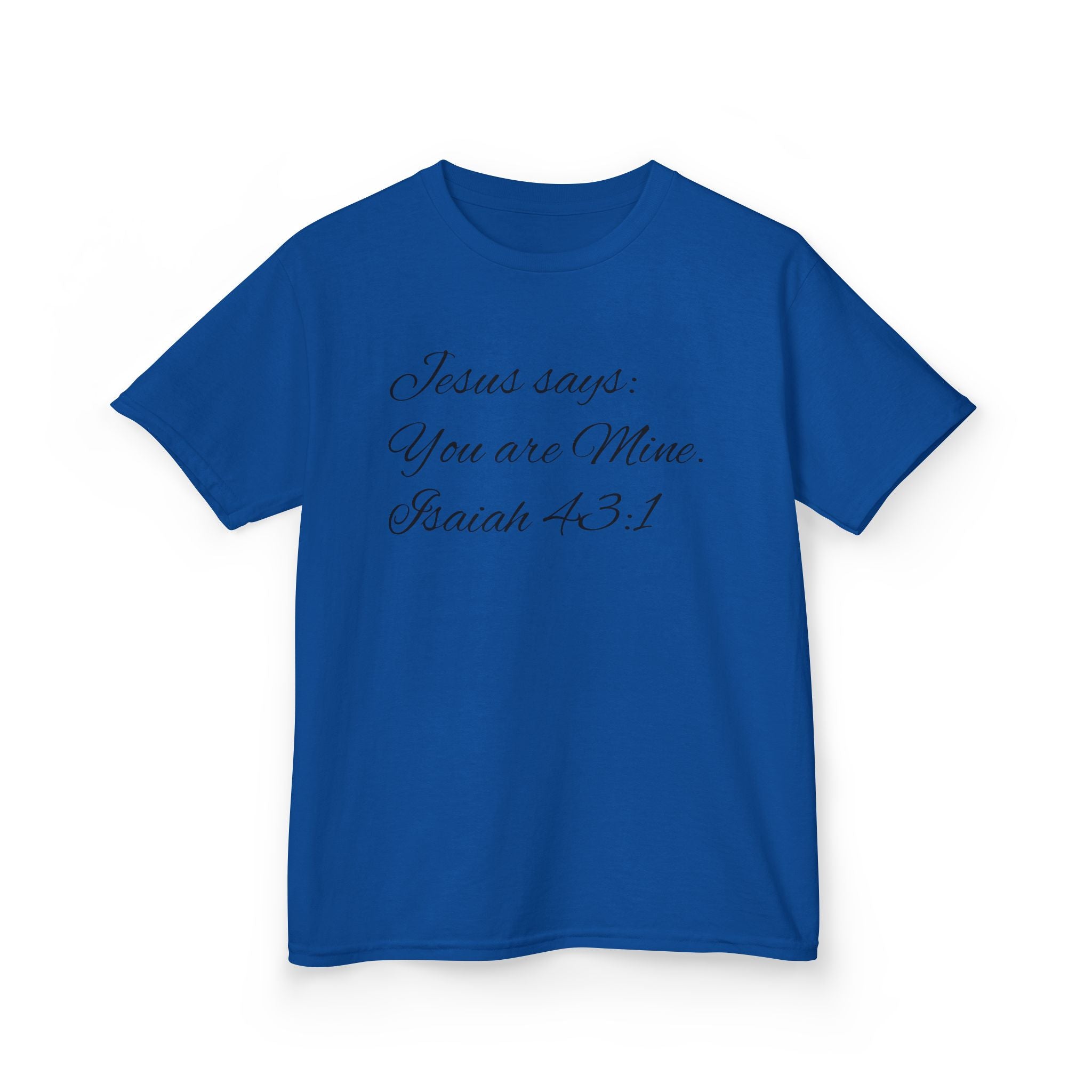 Kids T-Shirt — "Jesus Says: You Are Mine" Isaiah 43:1 with Heavenly Citizen Lion & Eagle Design