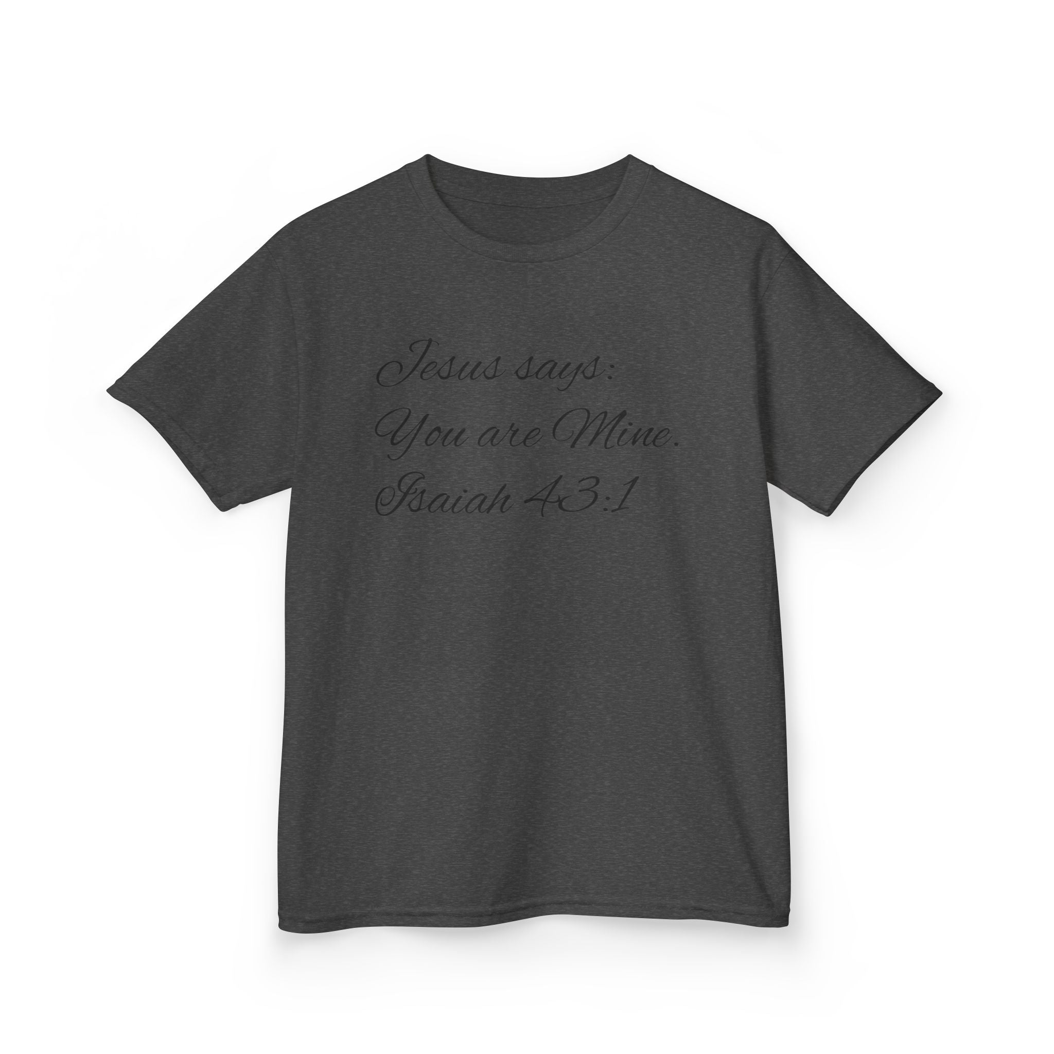 Kids T-Shirt — "Jesus Says: You Are Mine" Isaiah 43:1 with Heavenly Citizen Lion & Eagle Design