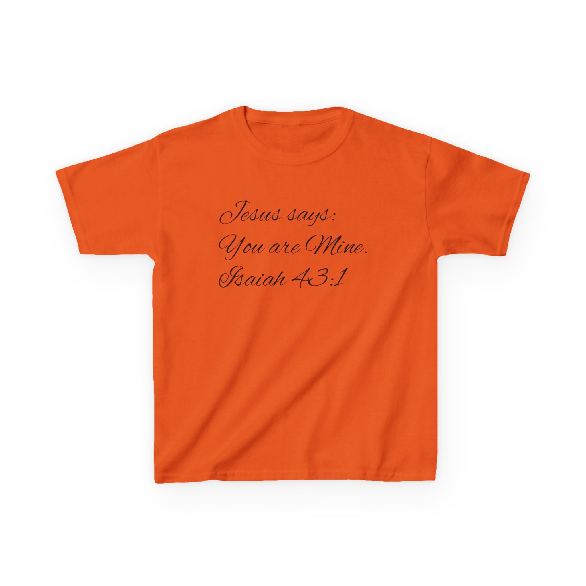 Kids T-Shirt — "Jesus Says: You Are Mine" Isaiah 43:1 with Heavenly Citizen Lion & Eagle Design