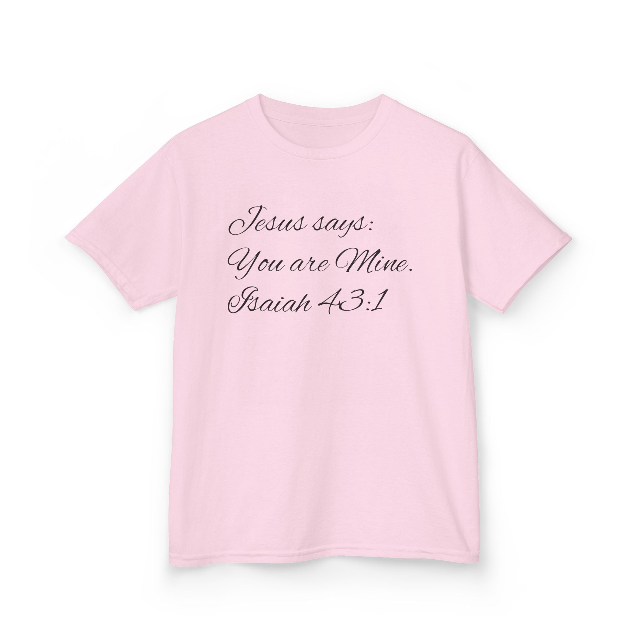 Kids T-Shirt — "Jesus Says: You Are Mine" Isaiah 43:1 with Heavenly Citizen Lion & Eagle Design