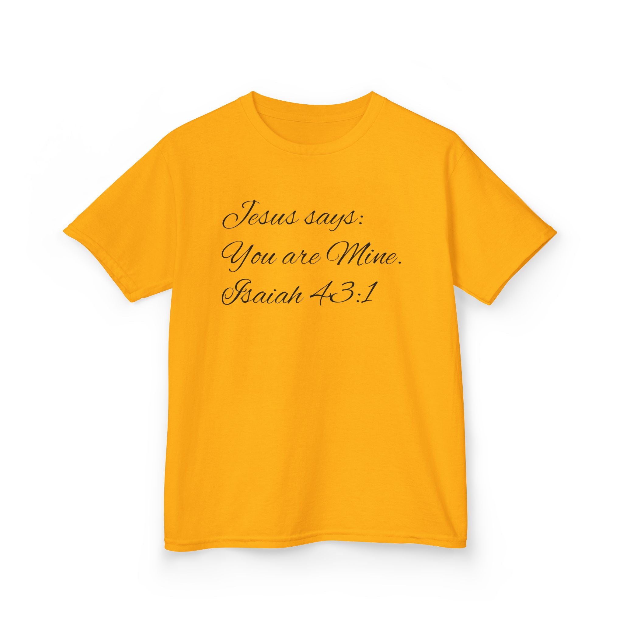 Kids T-Shirt — "Jesus Says: You Are Mine" Isaiah 43:1 with Heavenly Citizen Lion & Eagle Design