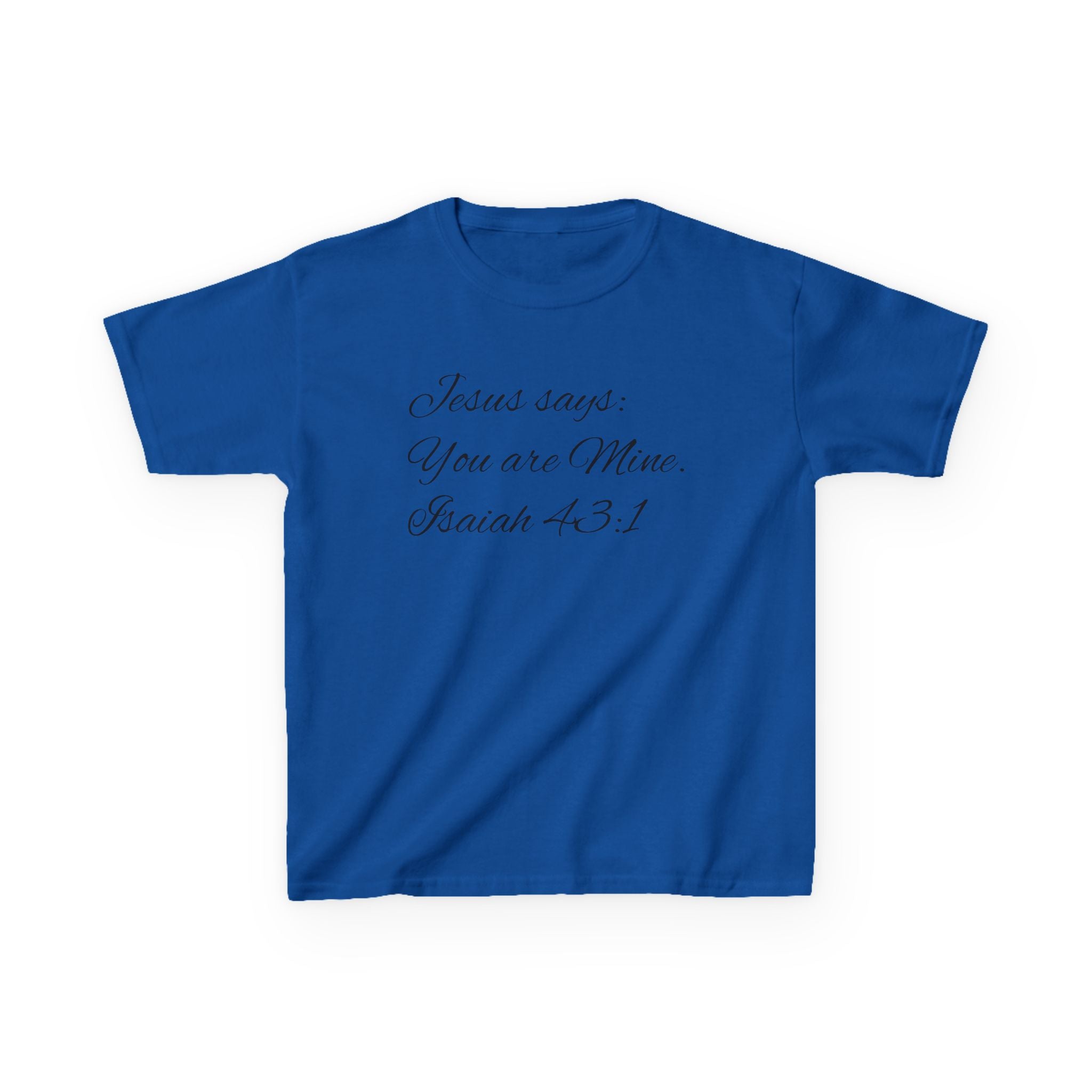 Kids T-Shirt — "Jesus Says: You Are Mine" Isaiah 43:1 with Heavenly Citizen Lion & Eagle Design