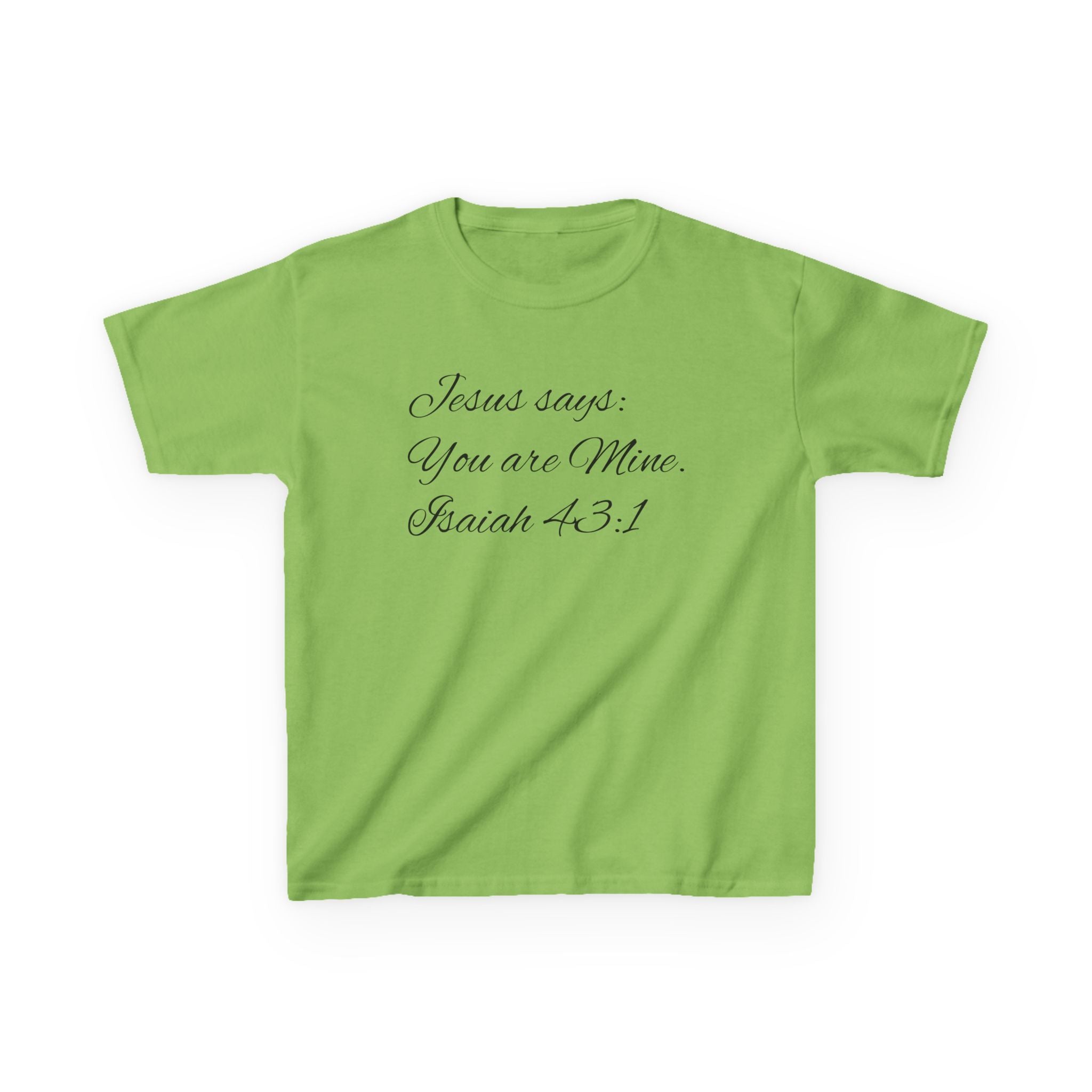 Kids T-Shirt — "Jesus Says: You Are Mine" Isaiah 43:1 with Heavenly Citizen Lion & Eagle Design