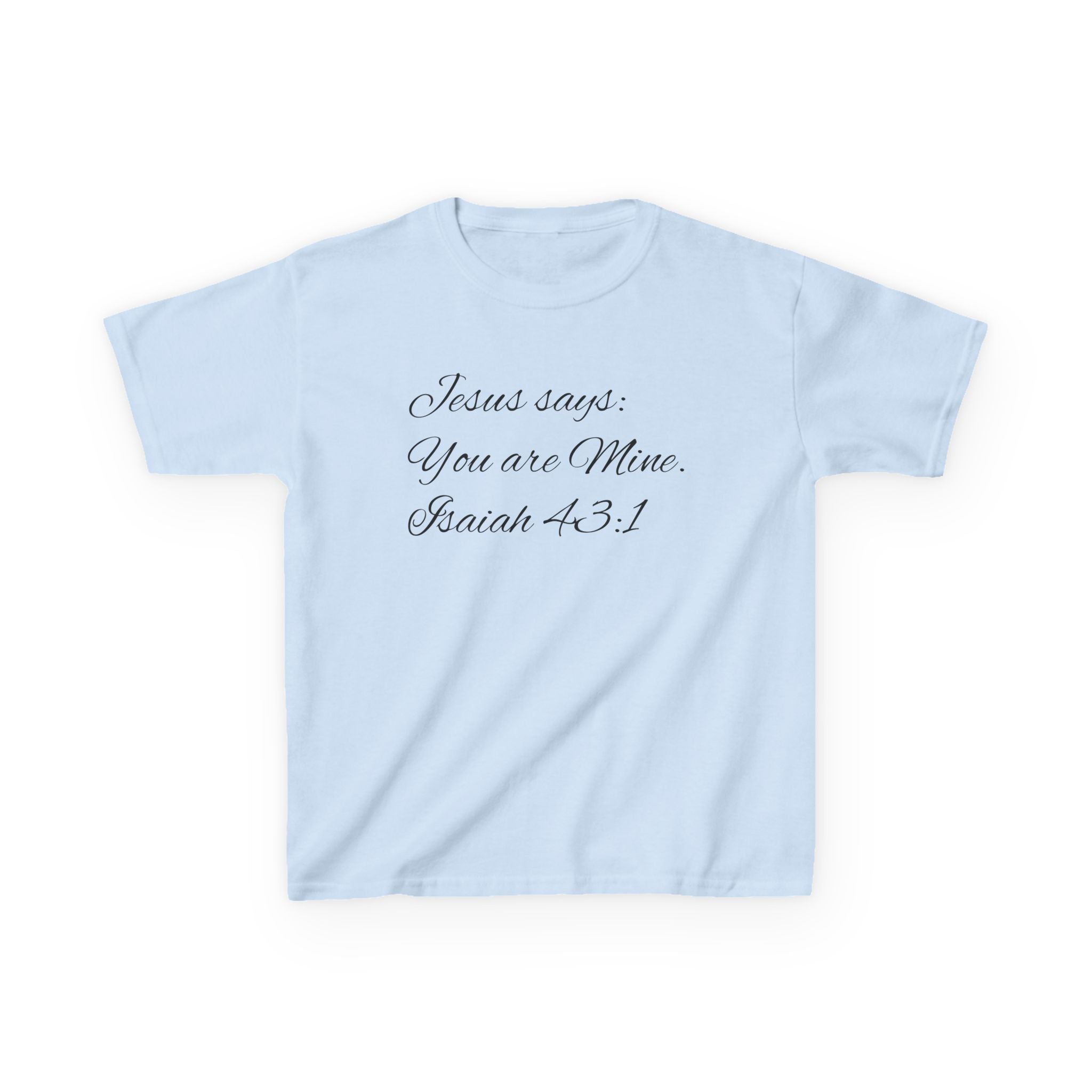 Kids T-Shirt — "Jesus Says: You Are Mine" Isaiah 43:1 with Heavenly Citizen Lion & Eagle Design