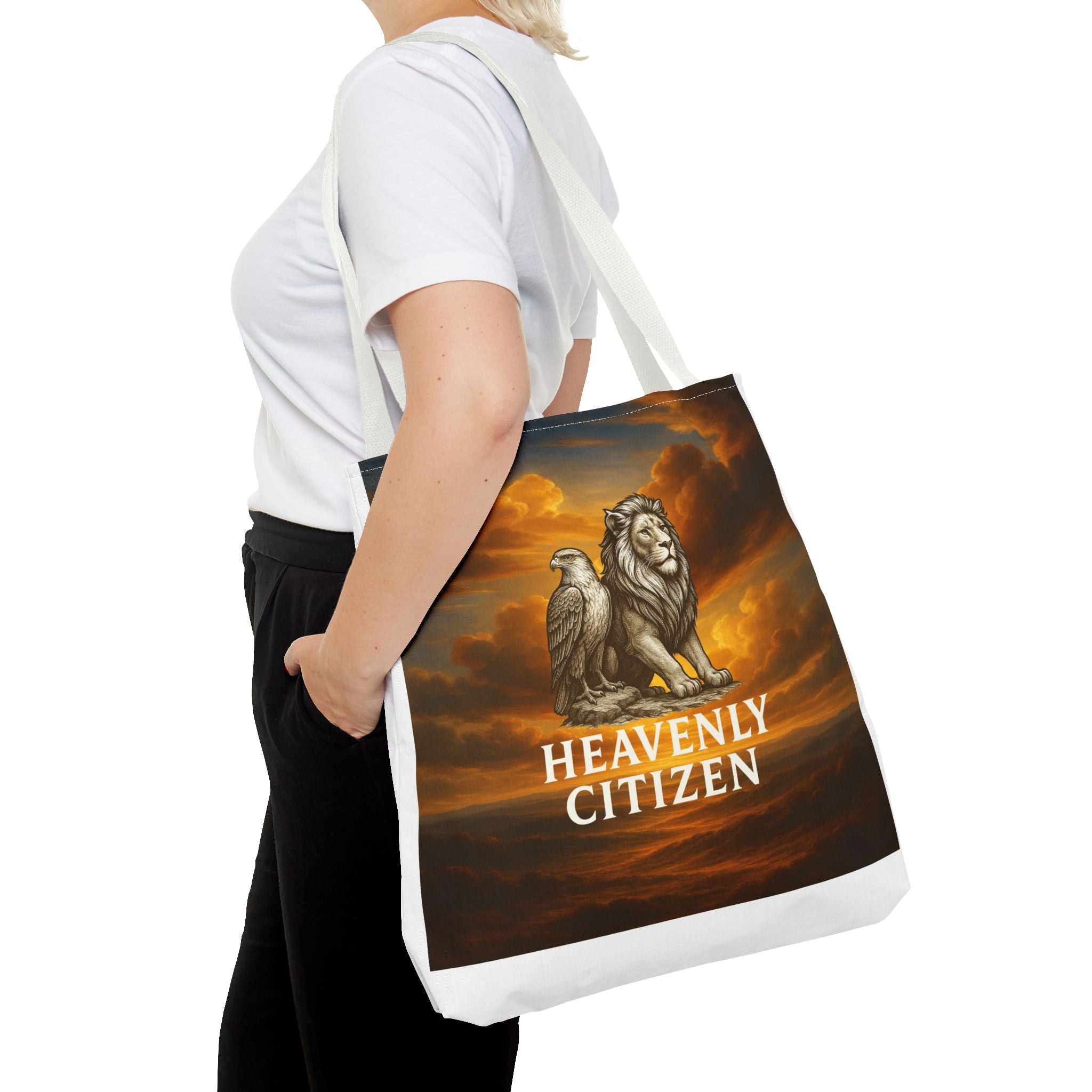 Heavenly Citizen Tote Bag — Lion & Eagle Inspirational Cloud Design