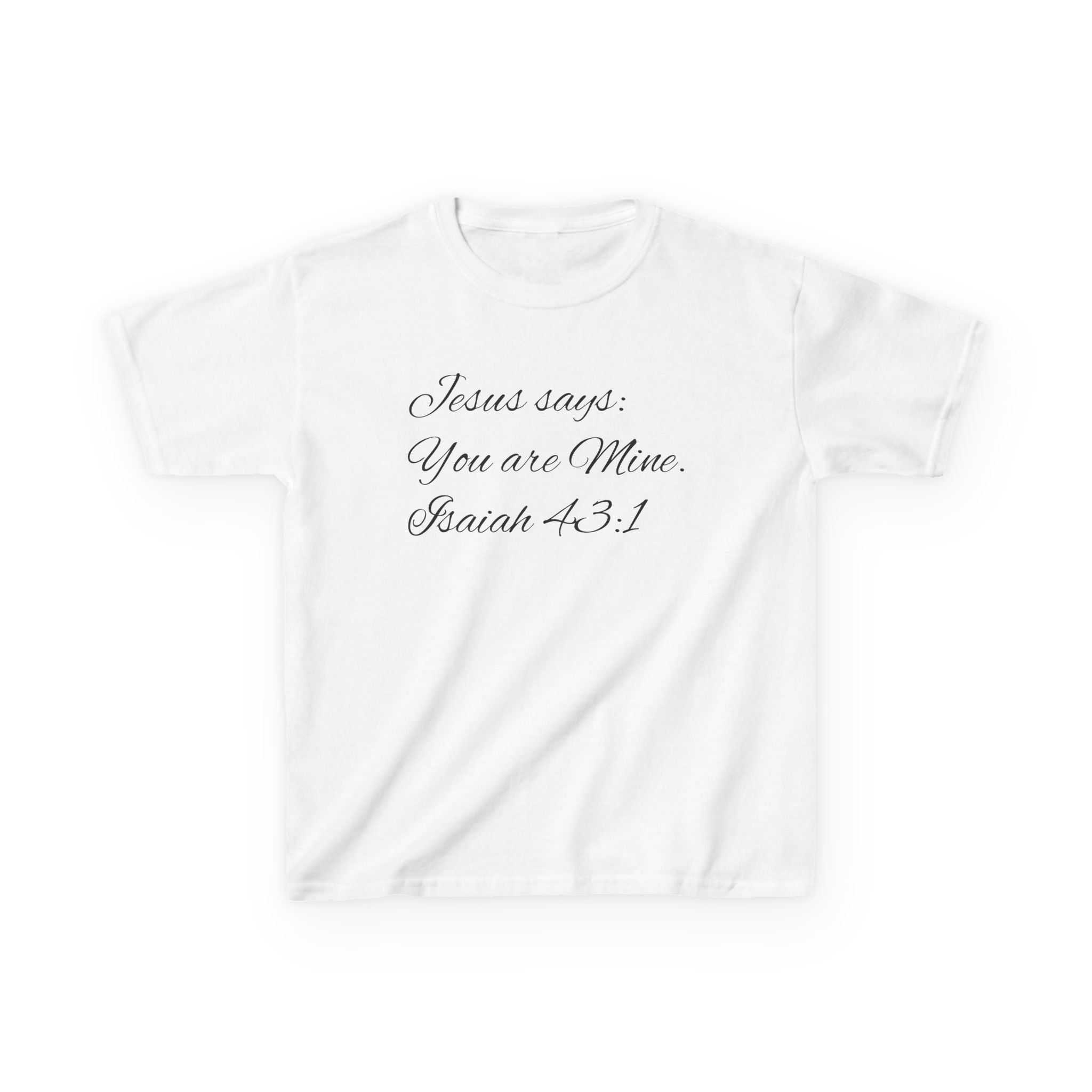 Kids T-Shirt — "Jesus Says: You Are Mine" Isaiah 43:1 with Heavenly Citizen Lion & Eagle Design