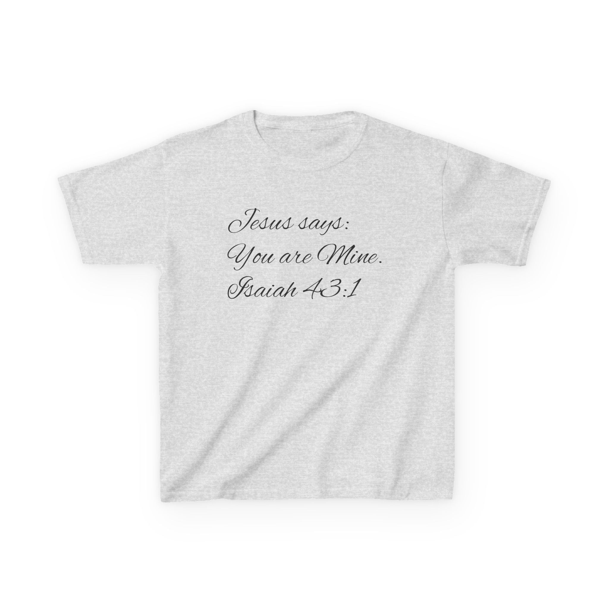 Kids T-Shirt — "Jesus Says: You Are Mine" Isaiah 43:1 with Heavenly Citizen Lion & Eagle Design