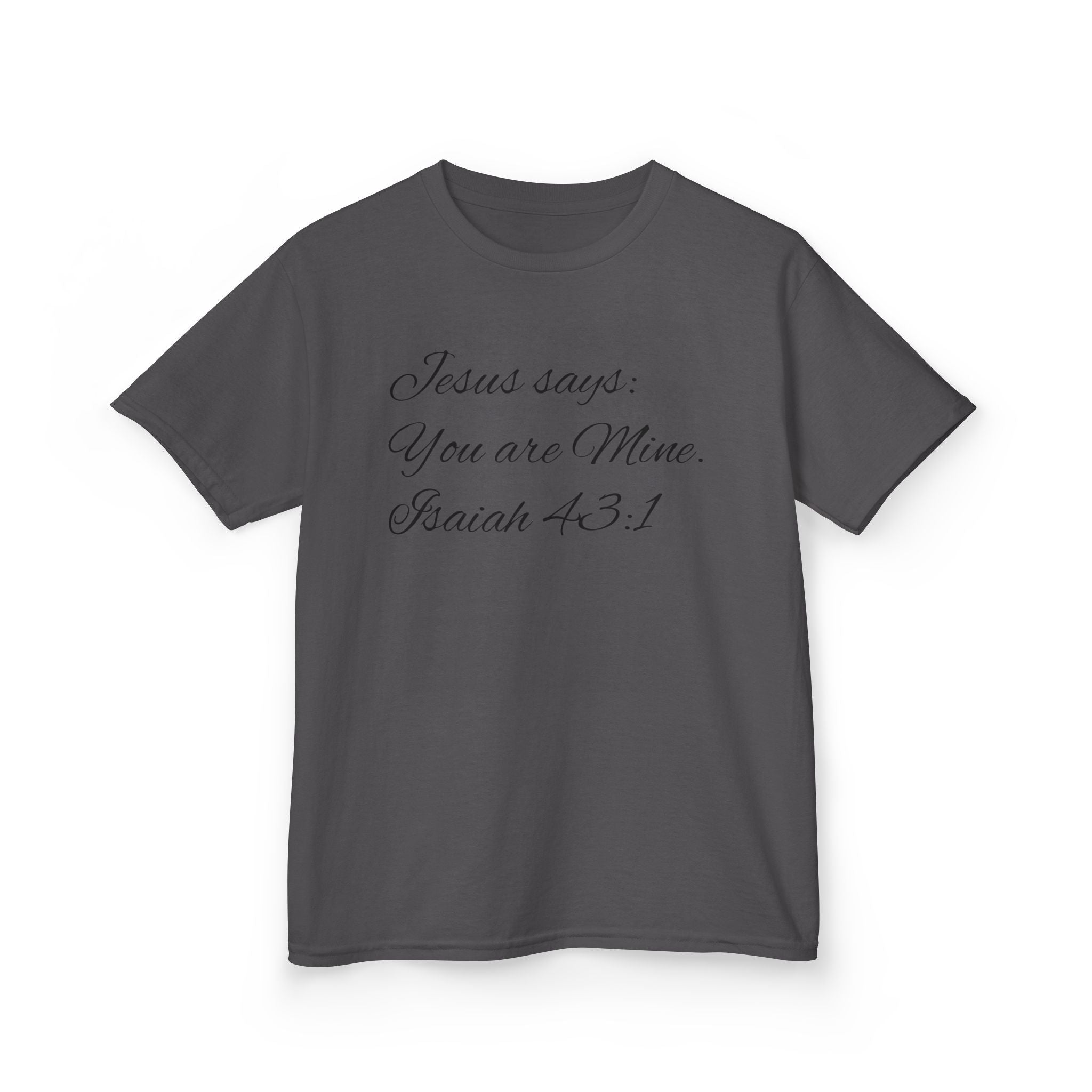Kids T-Shirt — "Jesus Says: You Are Mine" Isaiah 43:1 with Heavenly Citizen Lion & Eagle Design