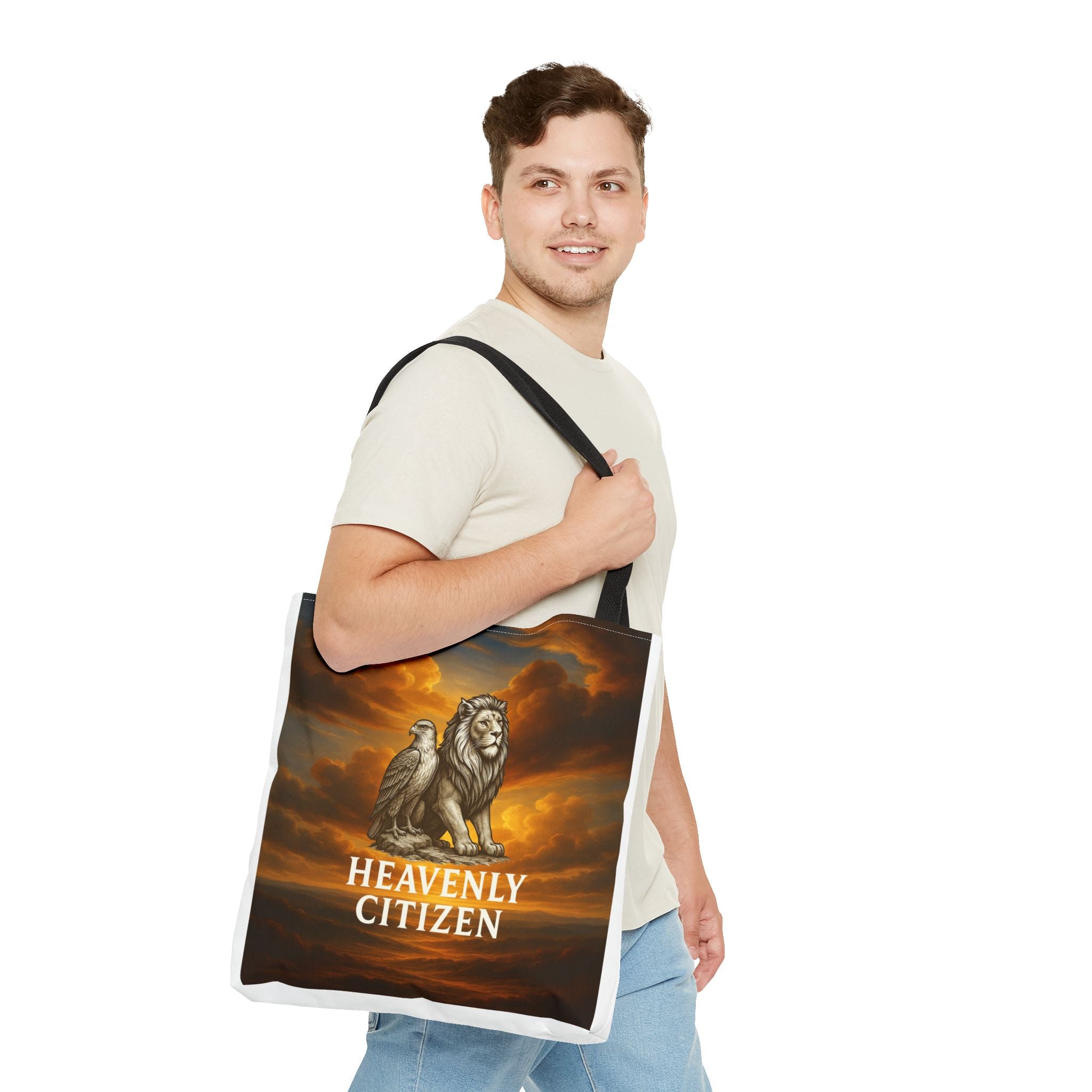 Heavenly Citizen Tote Bag — Lion & Eagle Inspirational Cloud Design