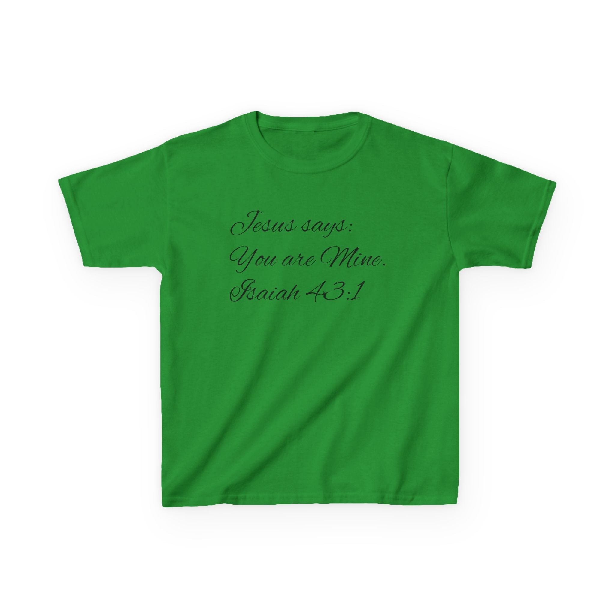 Kids T-Shirt — "Jesus Says: You Are Mine" Isaiah 43:1 with Heavenly Citizen Lion & Eagle Design