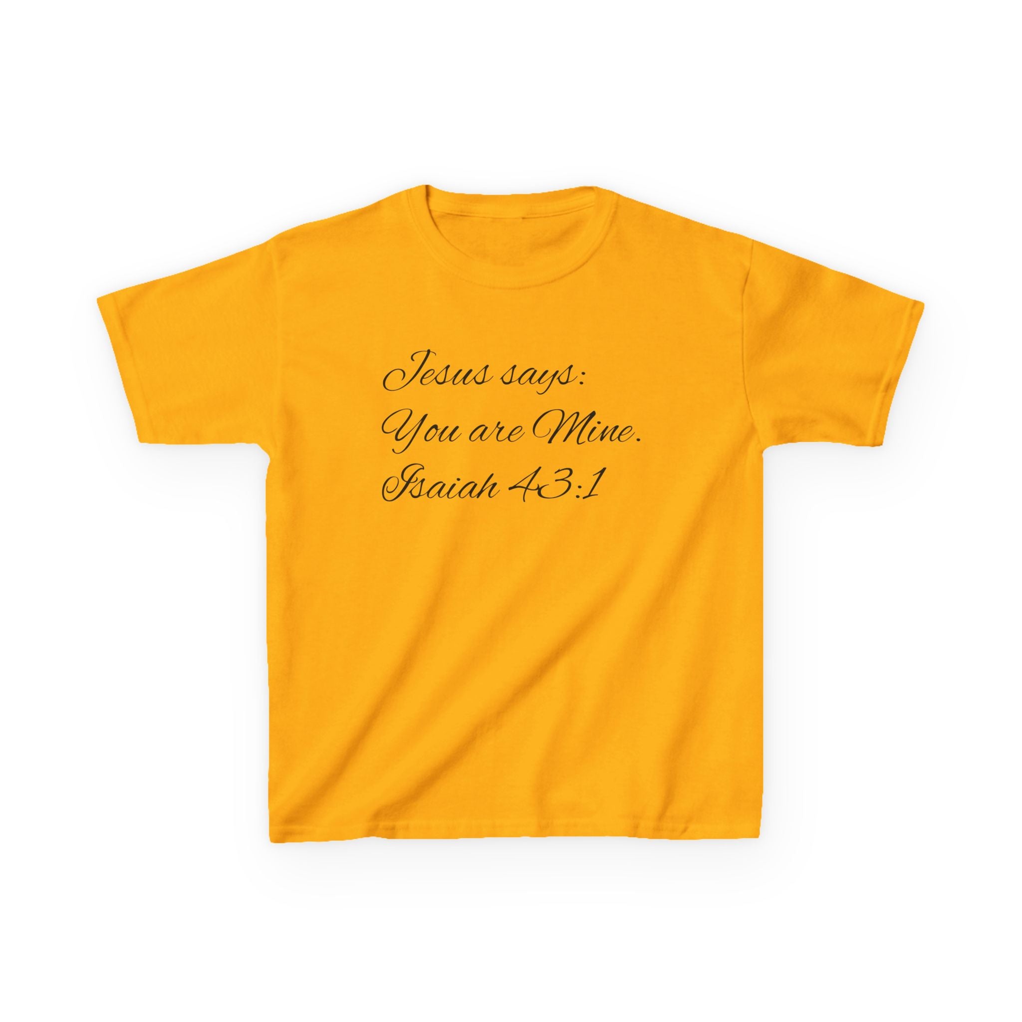 Kids T-Shirt — "Jesus Says: You Are Mine" Isaiah 43:1 with Heavenly Citizen Lion & Eagle Design