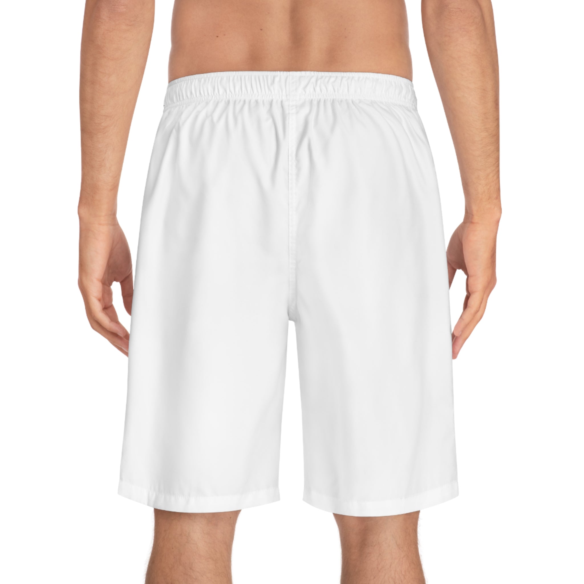 Heavenly Citizen Board Shorts – Minimal White Surf/Beach Swim Trunks