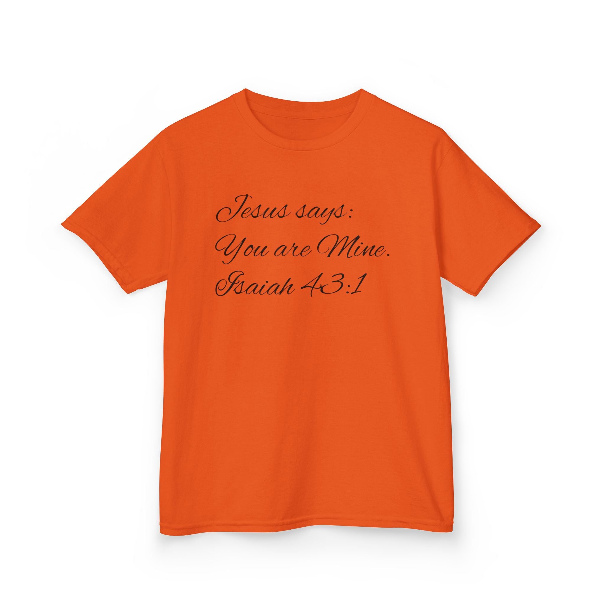 Kids T-Shirt — "Jesus Says: You Are Mine" Isaiah 43:1 with Heavenly Citizen Lion & Eagle Design
