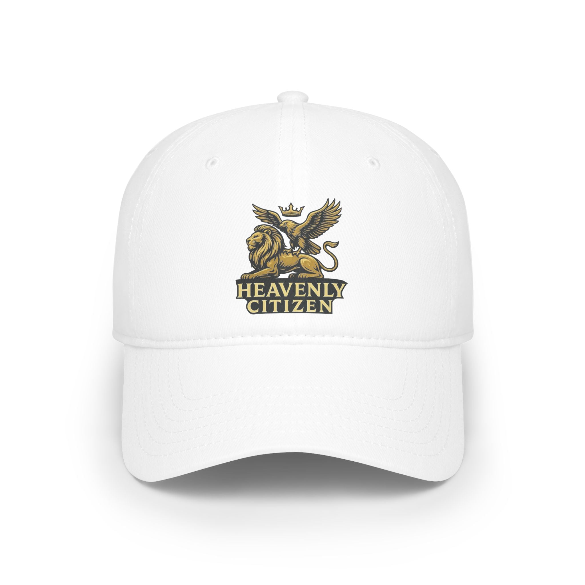 Heavenly Citizen Red Baseball Cap — Gold Griffin Crest Low-Profile Hat