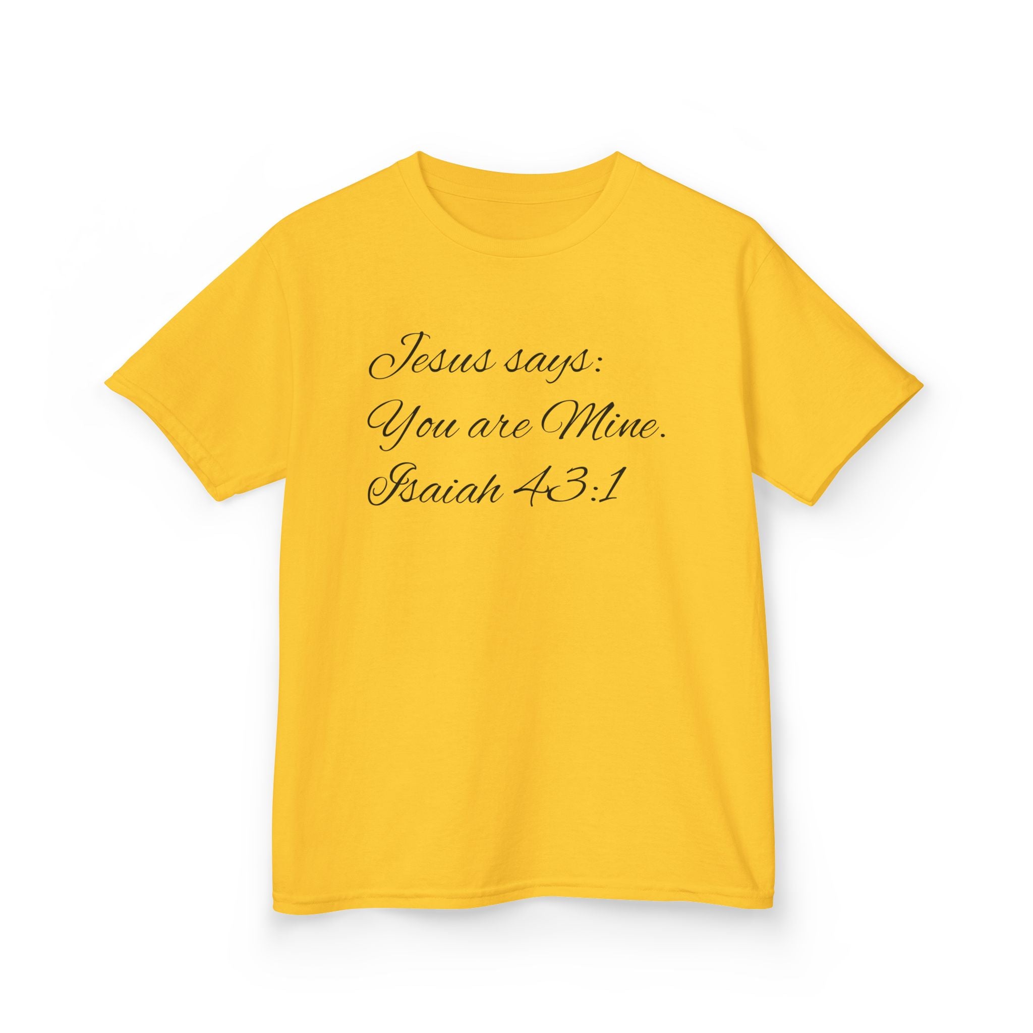 Kids T-Shirt — "Jesus Says: You Are Mine" Isaiah 43:1 with Heavenly Citizen Lion & Eagle Design