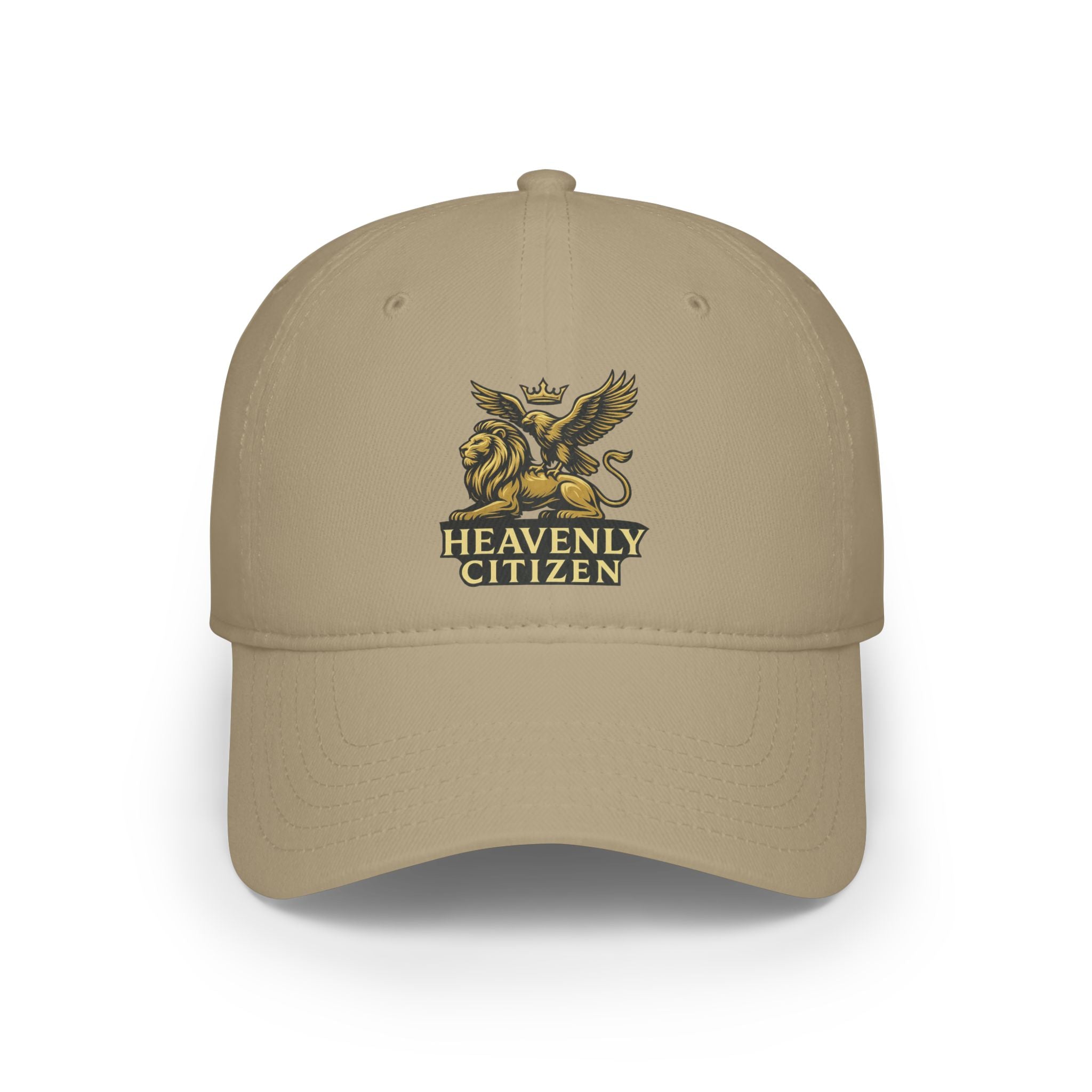 Heavenly Citizen Red Baseball Cap — Gold Griffin Crest Low-Profile Hat