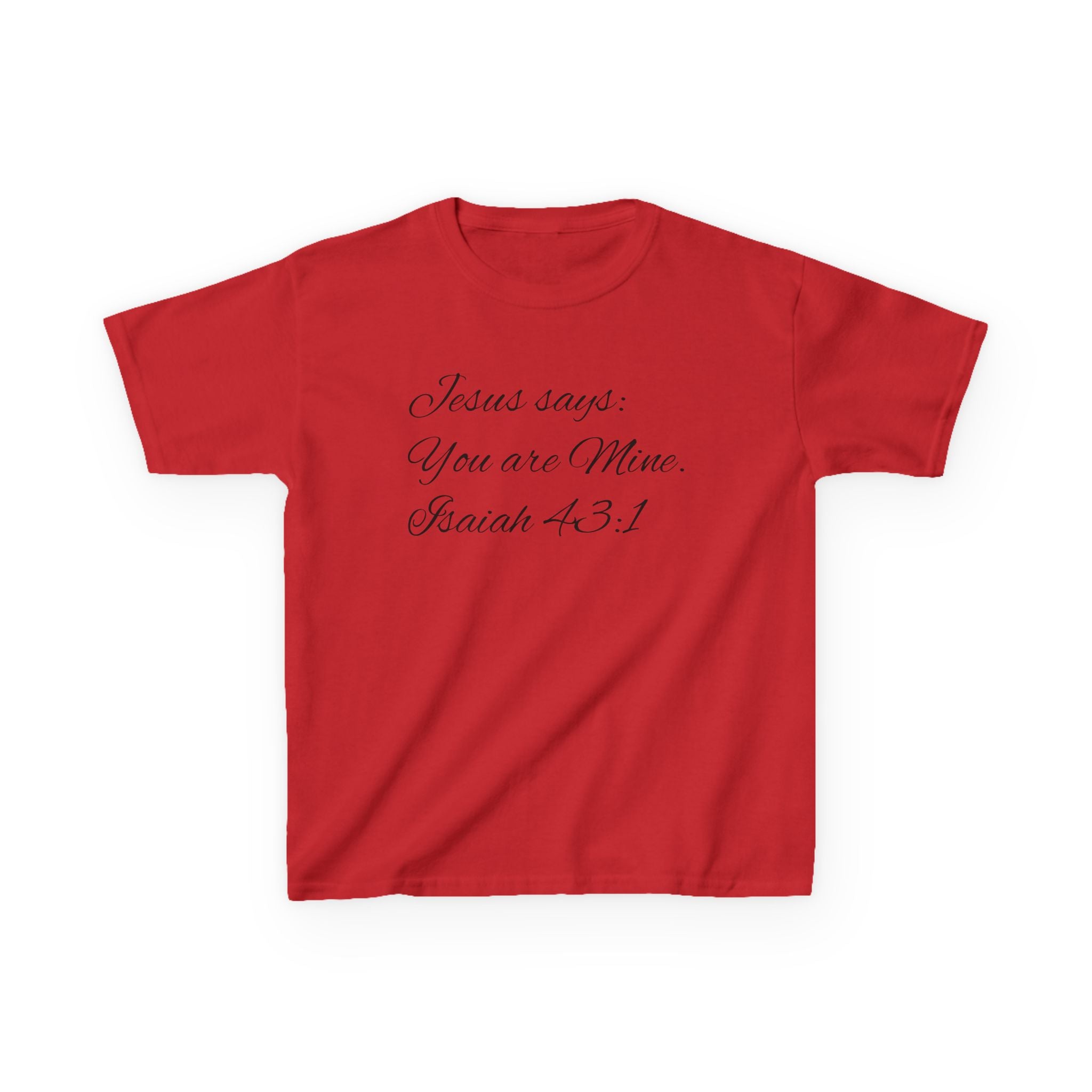 Kids T-Shirt — "Jesus Says: You Are Mine" Isaiah 43:1 with Heavenly Citizen Lion & Eagle Design