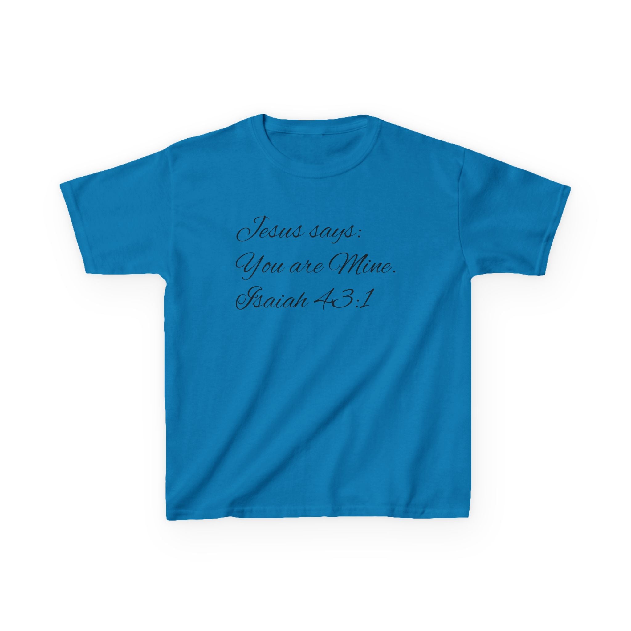 Kids T-Shirt — "Jesus Says: You Are Mine" Isaiah 43:1 with Heavenly Citizen Lion & Eagle Design