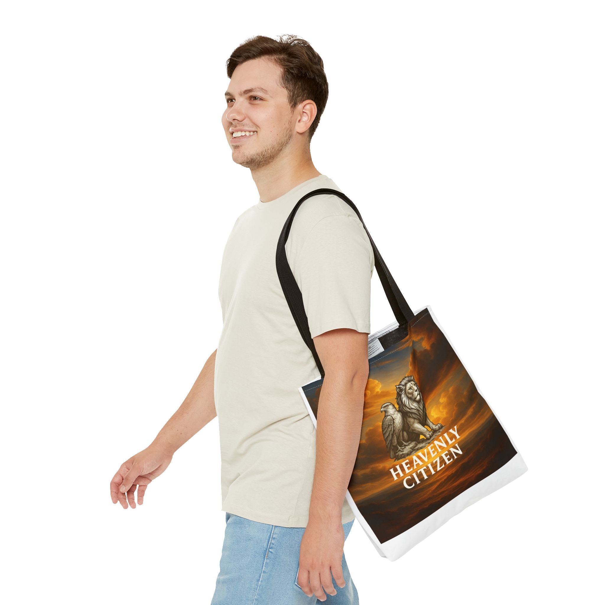Heavenly Citizen Tote Bag — Lion & Eagle Inspirational Cloud Design