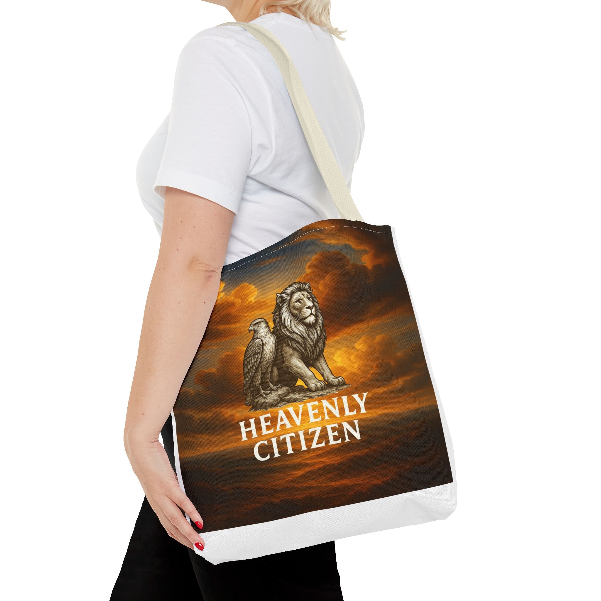 Heavenly Citizen Tote Bag — Lion & Eagle Inspirational Cloud Design