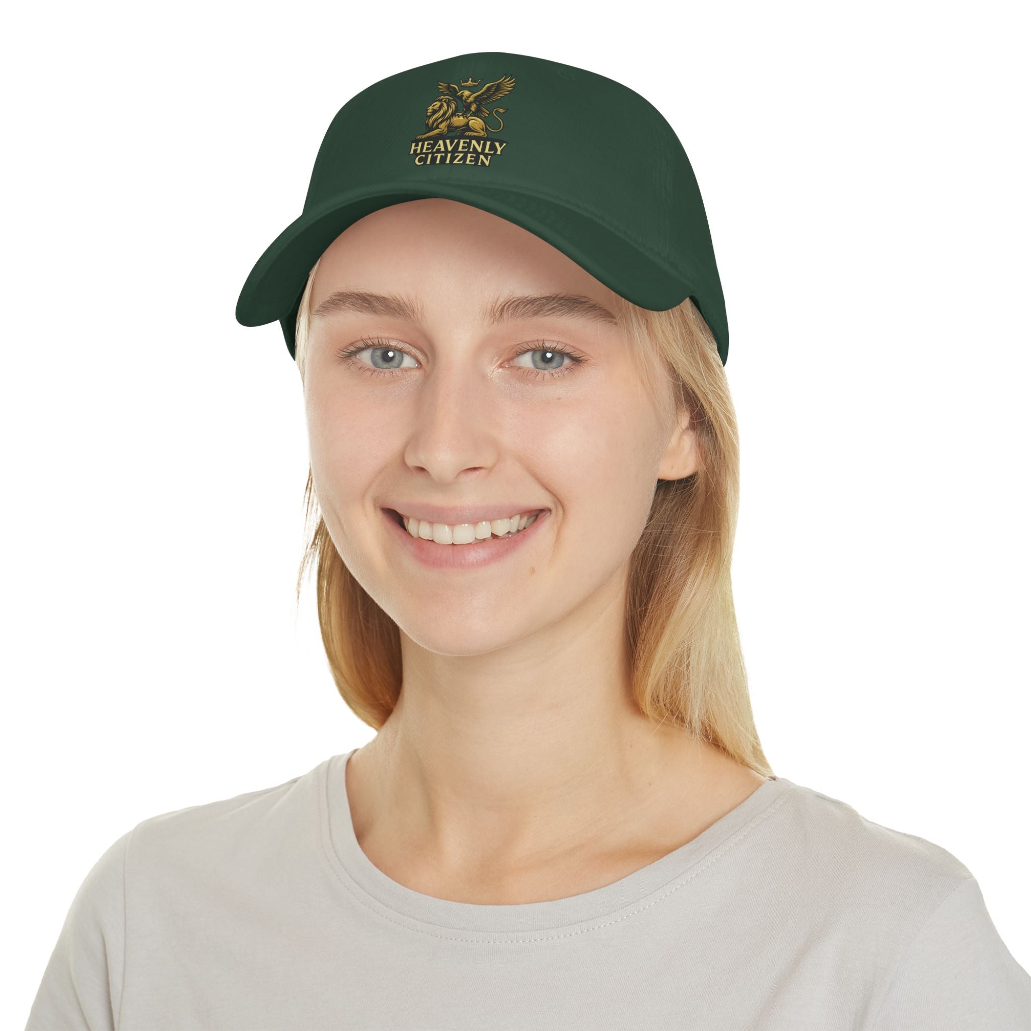 Heavenly Citizen Red Baseball Cap — Gold Griffin Crest Low-Profile Hat