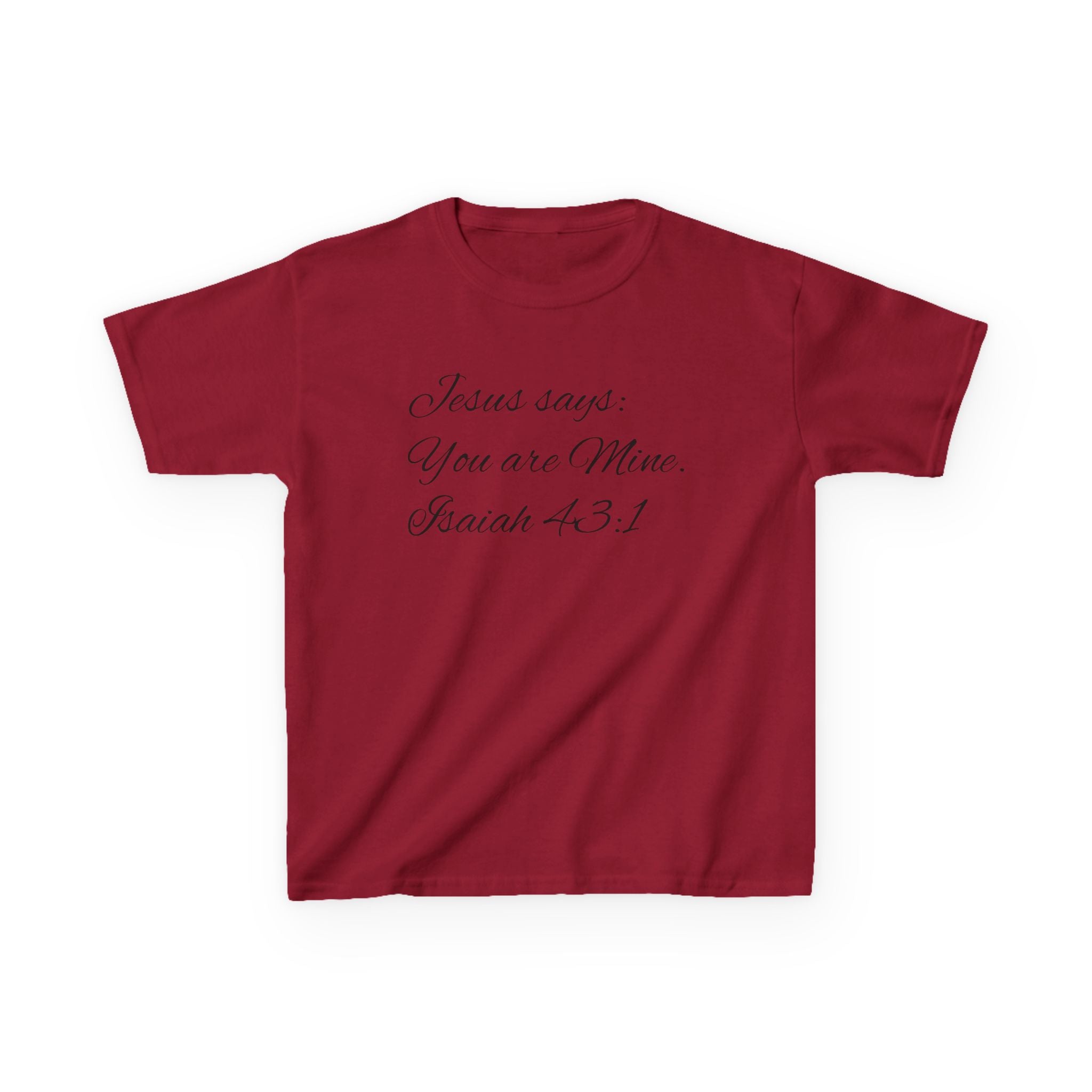 Kids T-Shirt — "Jesus Says: You Are Mine" Isaiah 43:1 with Heavenly Citizen Lion & Eagle Design