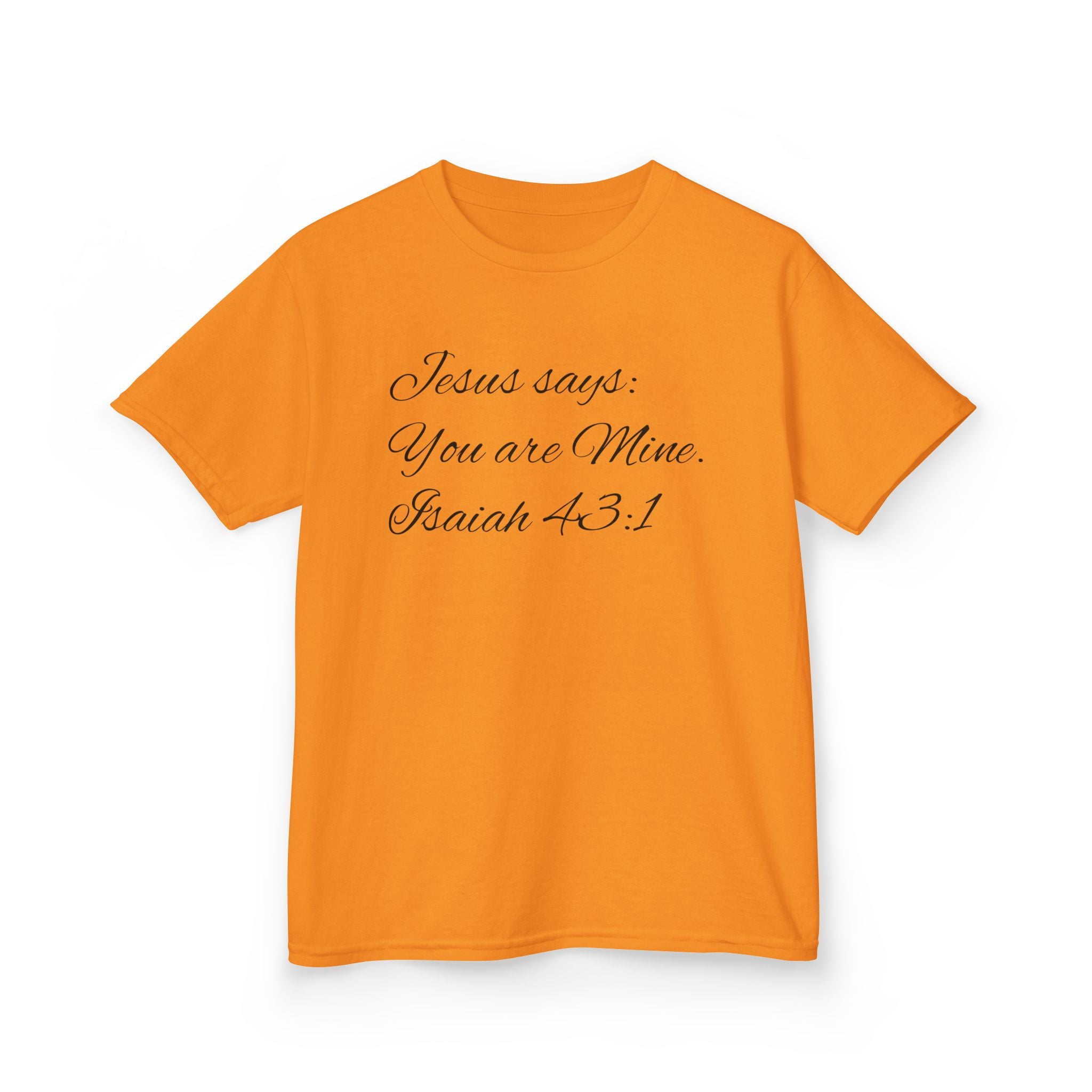 Kids T-Shirt — "Jesus Says: You Are Mine" Isaiah 43:1 with Heavenly Citizen Lion & Eagle Design