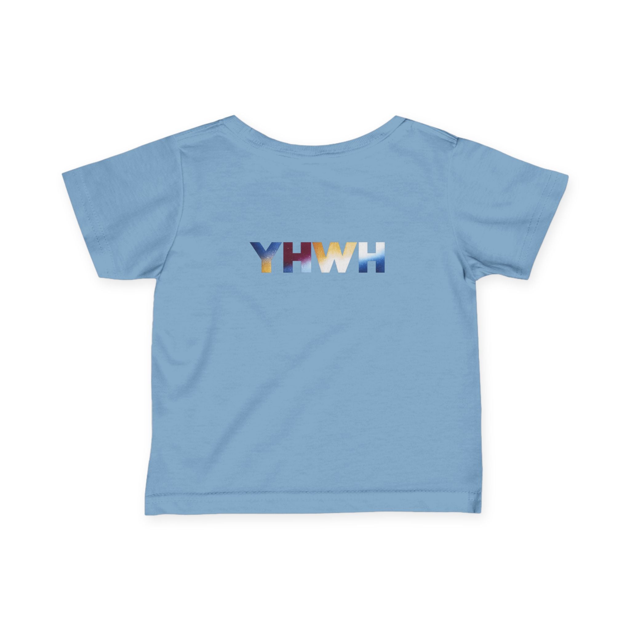 Infant Tee — "Faith Over Fear" Front & Colorful YHWH Back Baby Shirt