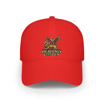 Heavenly Citizen Red Baseball Cap — Gold Griffin Crest Low-Profile Hat