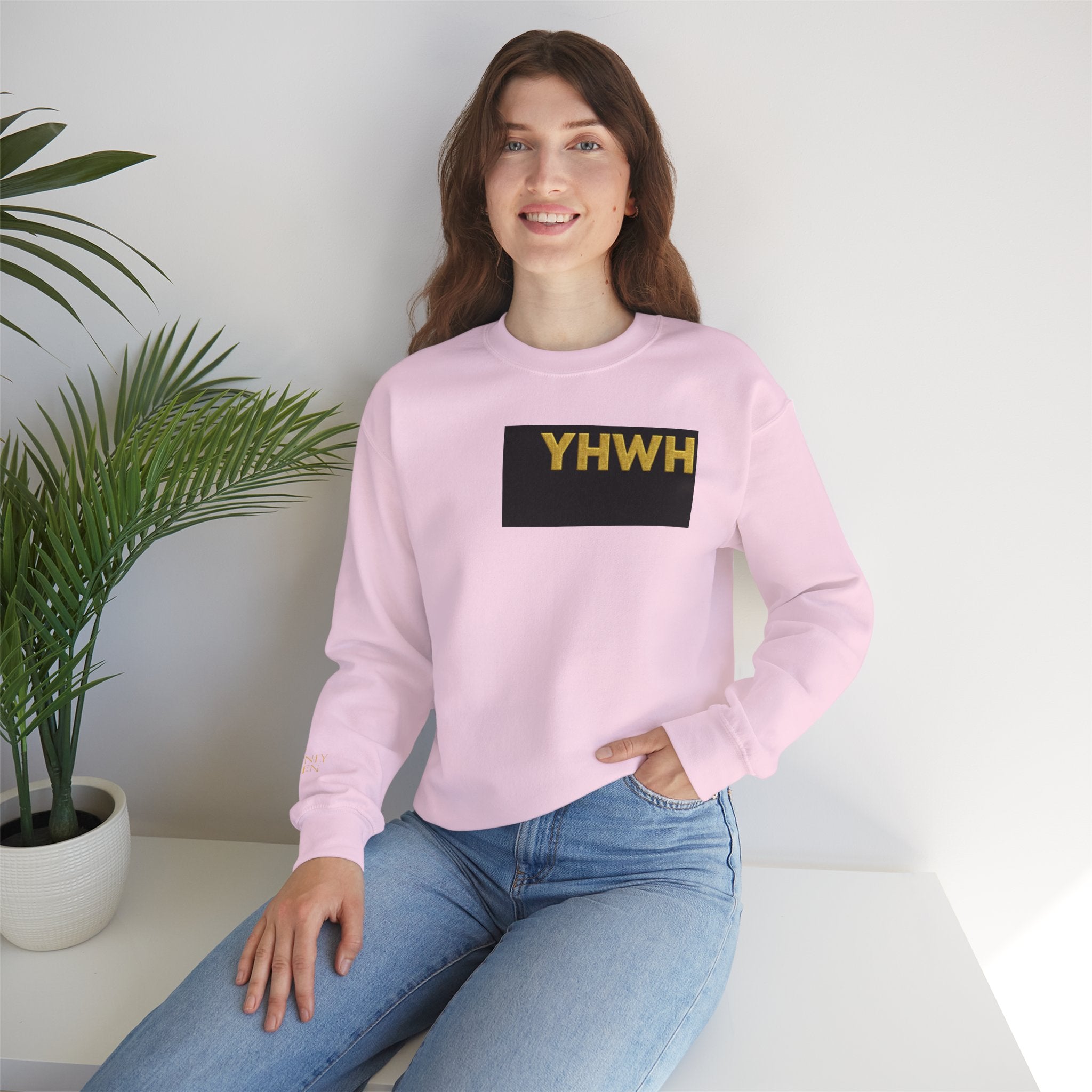 Crewneck Sweatshirt — "The King of Zion" Colorful Back Logo, Faith-Inspired Christian Gift