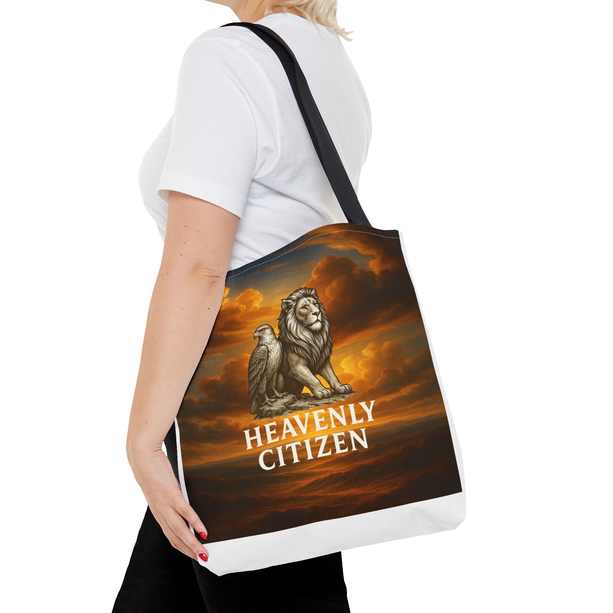 Heavenly Citizen Tote Bag — Lion & Eagle Inspirational Cloud Design