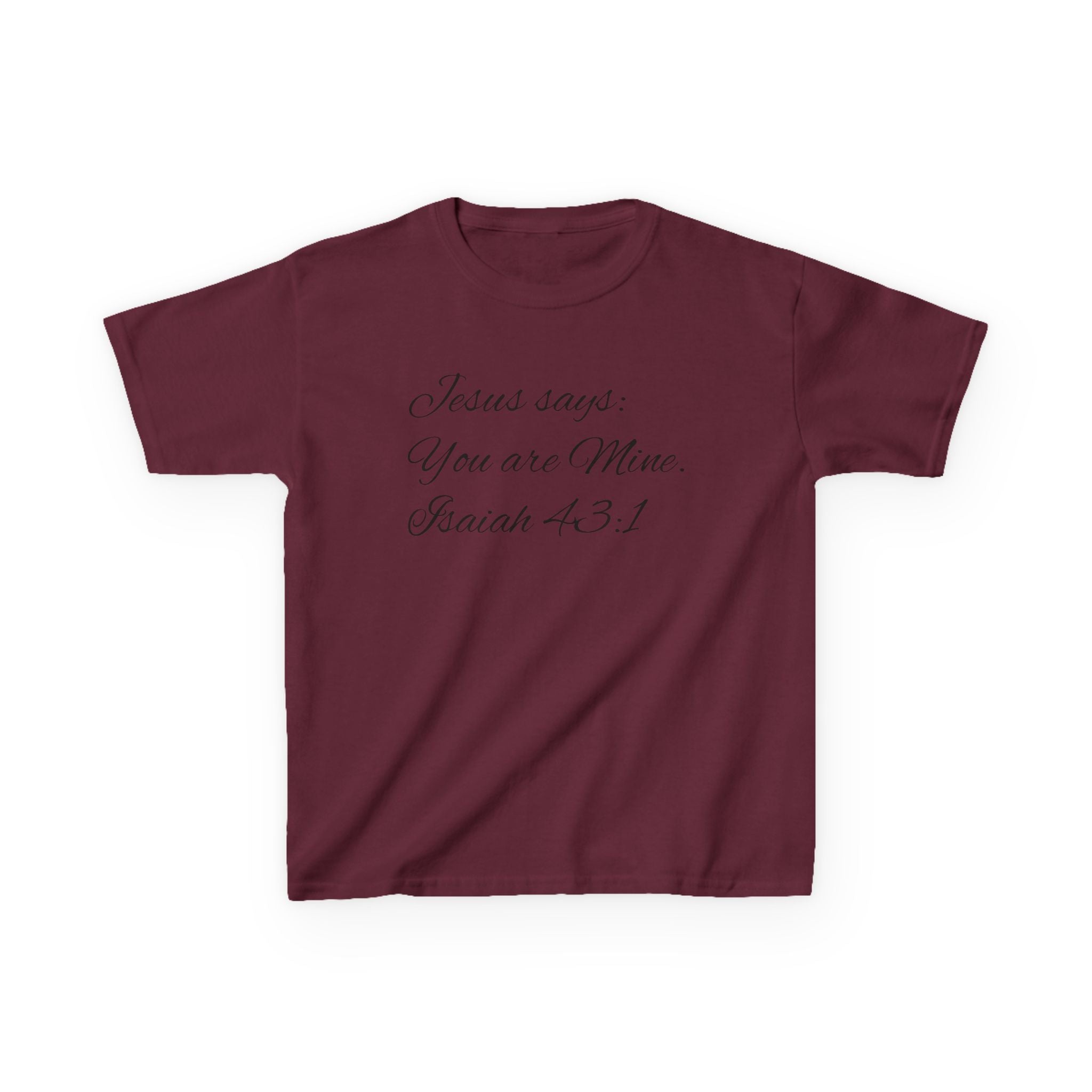Kids T-Shirt — "Jesus Says: You Are Mine" Isaiah 43:1 with Heavenly Citizen Lion & Eagle Design