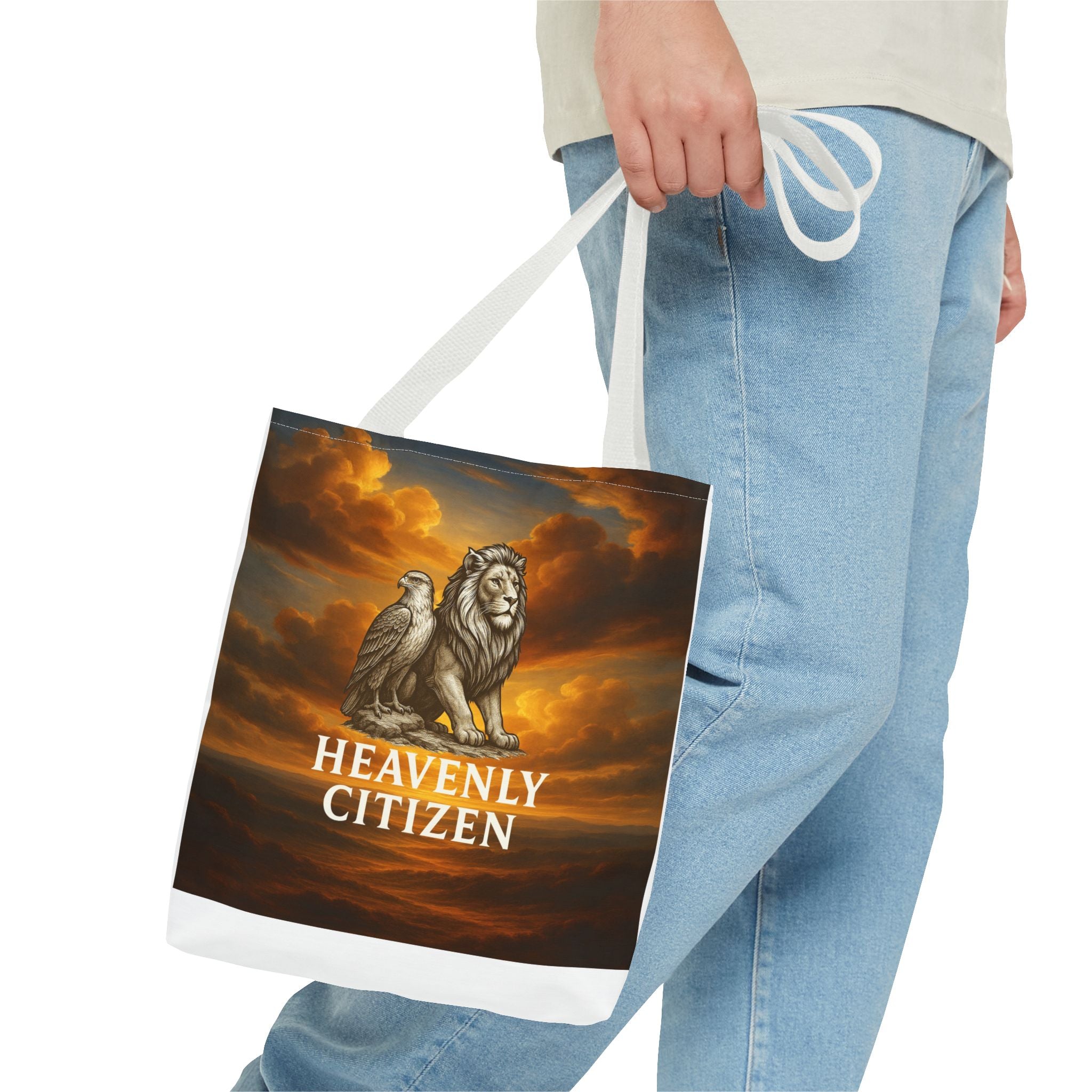 Heavenly Citizen Tote Bag — Lion & Eagle Inspirational Cloud Design