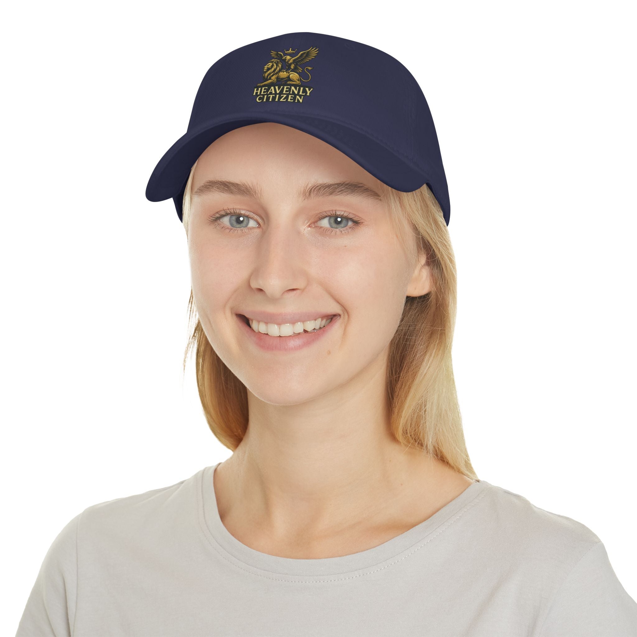 Heavenly Citizen Red Baseball Cap — Gold Griffin Crest Low-Profile Hat