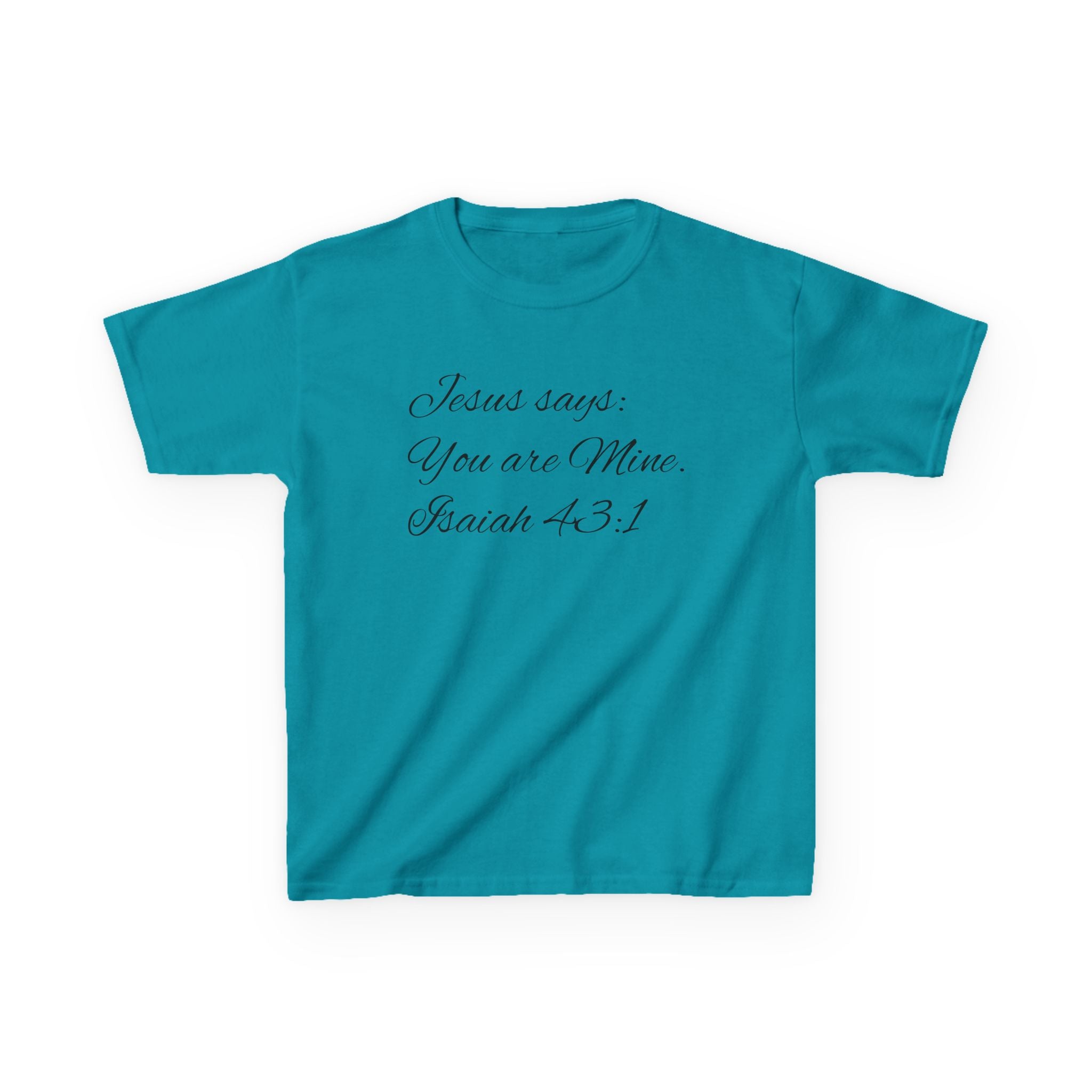 Kids T-Shirt — "Jesus Says: You Are Mine" Isaiah 43:1 with Heavenly Citizen Lion & Eagle Design