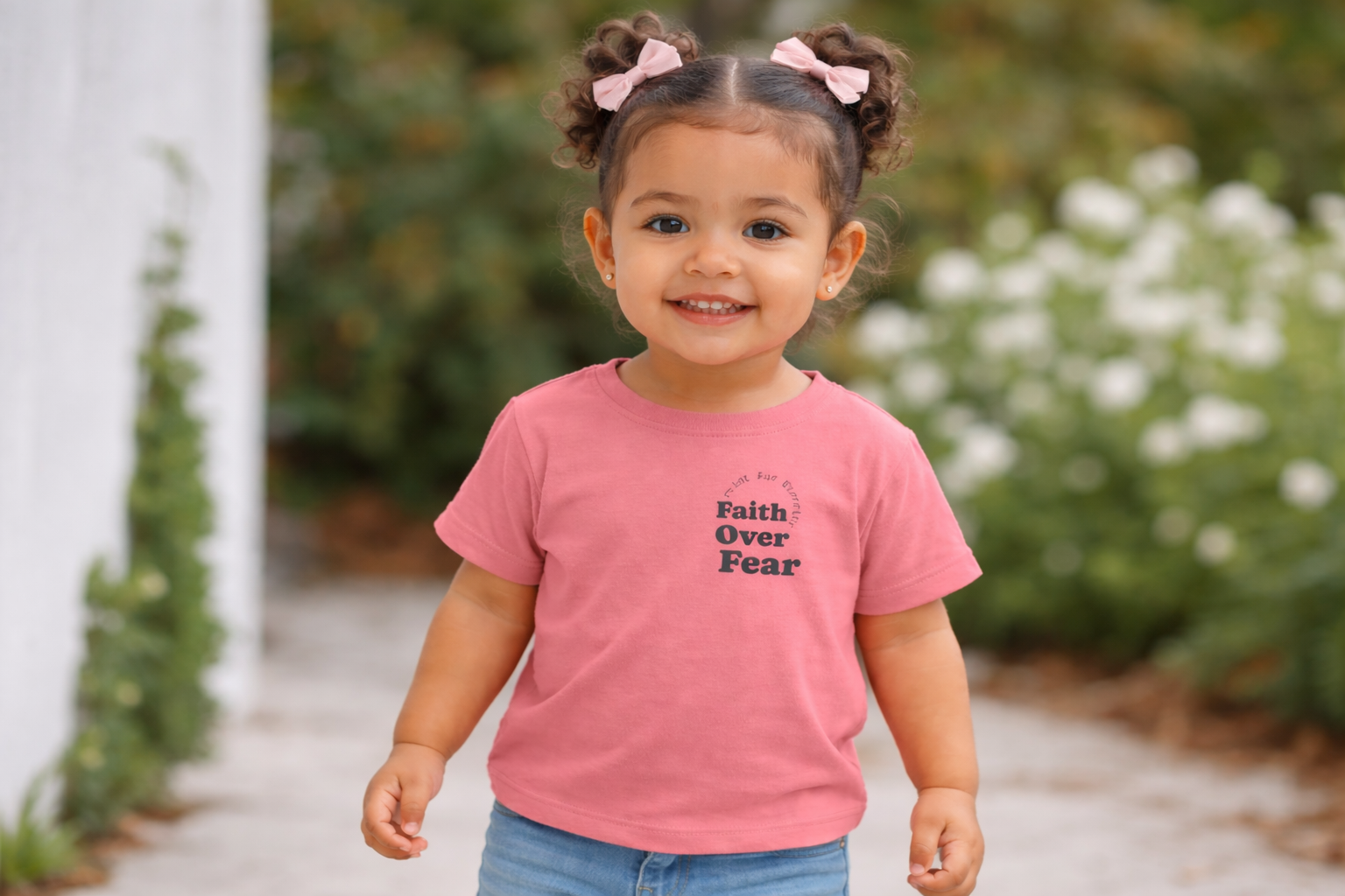 Infant Tee — "Faith Over Fear" Front & Colorful YHWH Back Baby Shirt